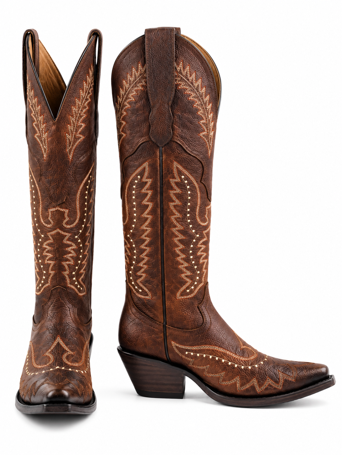 The Renata — Cowhide Snip Toe Women's Cowboy Boot, front and side view
