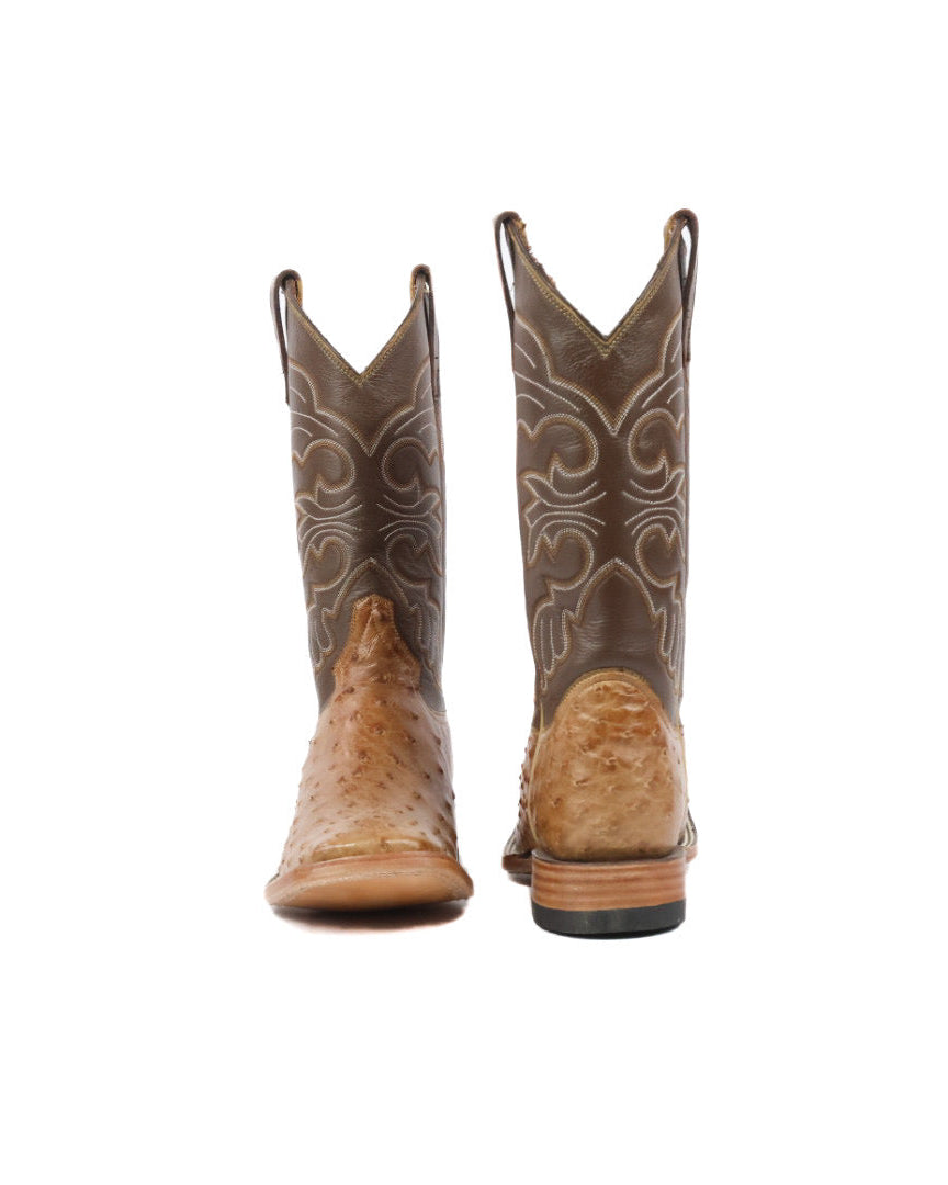 Mens Ostrich Boot Squared Toe