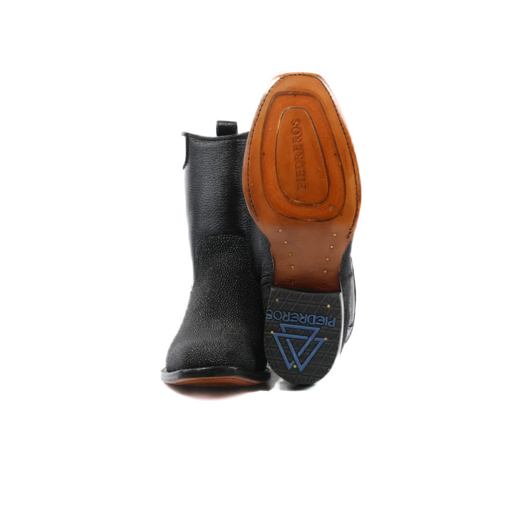 Stingray Leather Zipper Ankle Boots