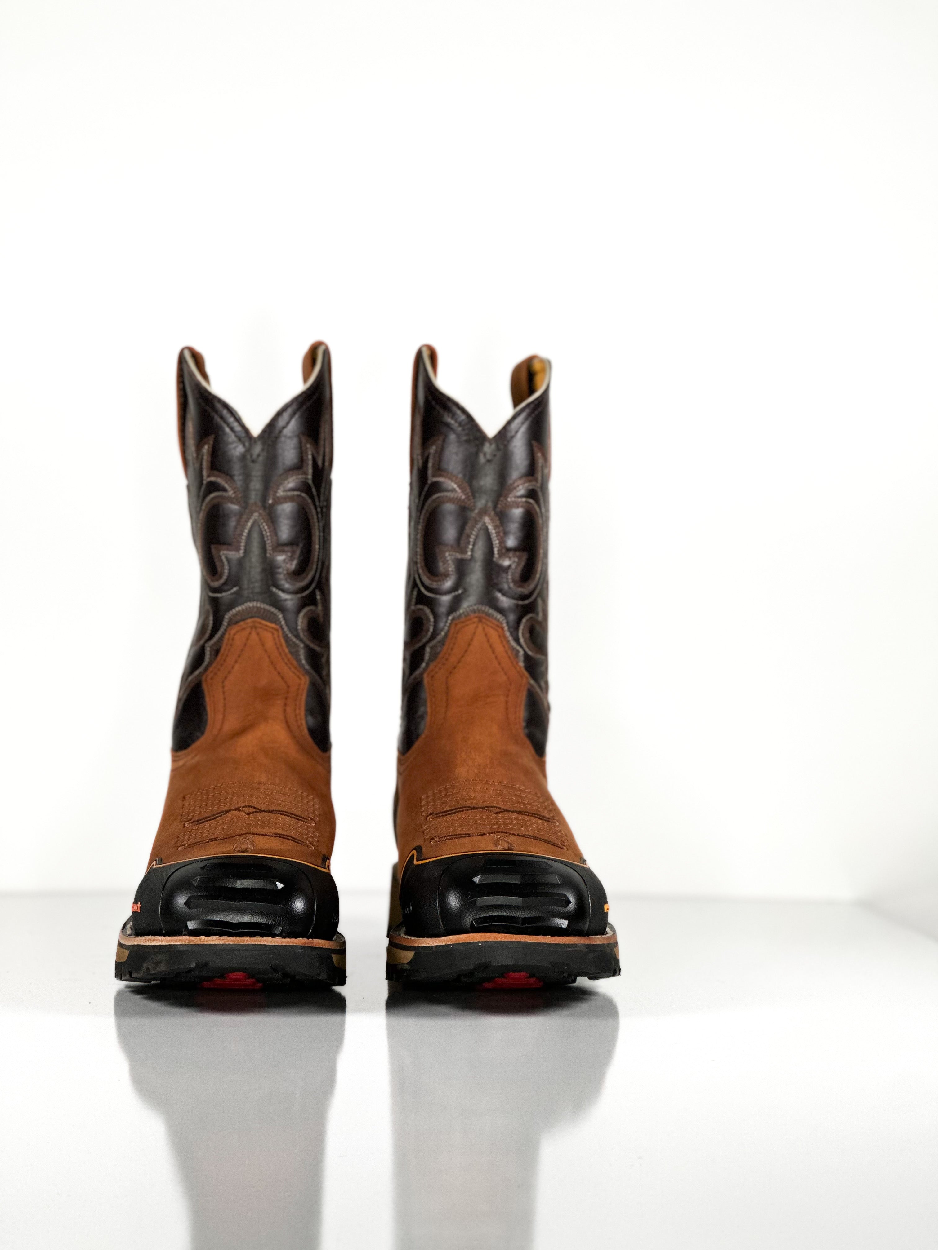 Composite toe work boot — side view of handmade western boots