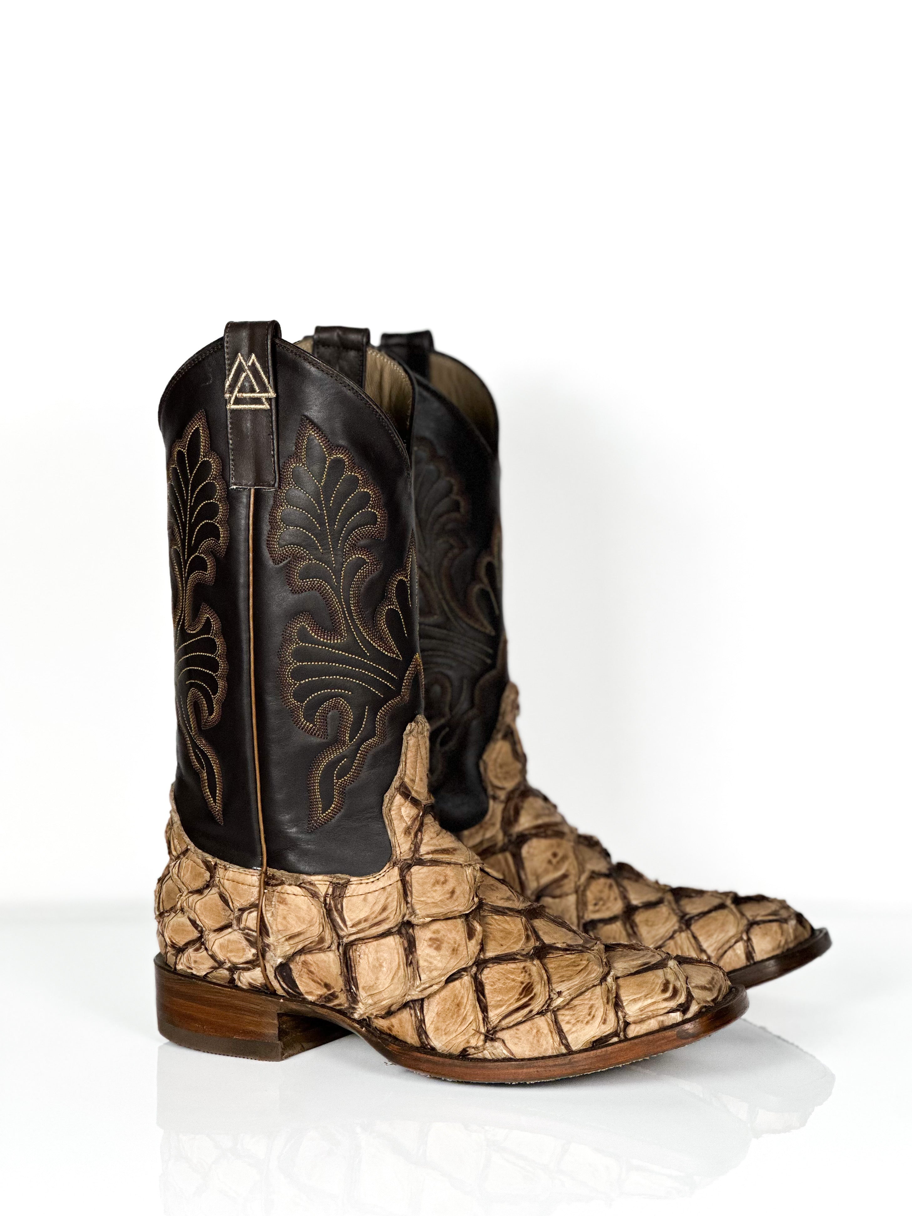 Pirarucu Fish-Terra Boots — profile view of handmade pirarucu boots