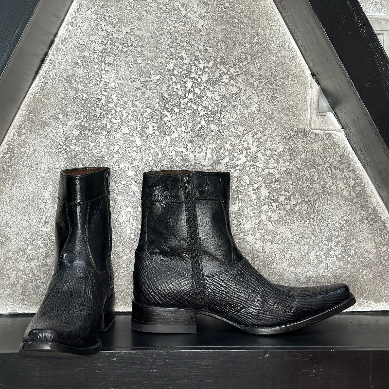 Black Shaft Boots — side view of handmade western boots