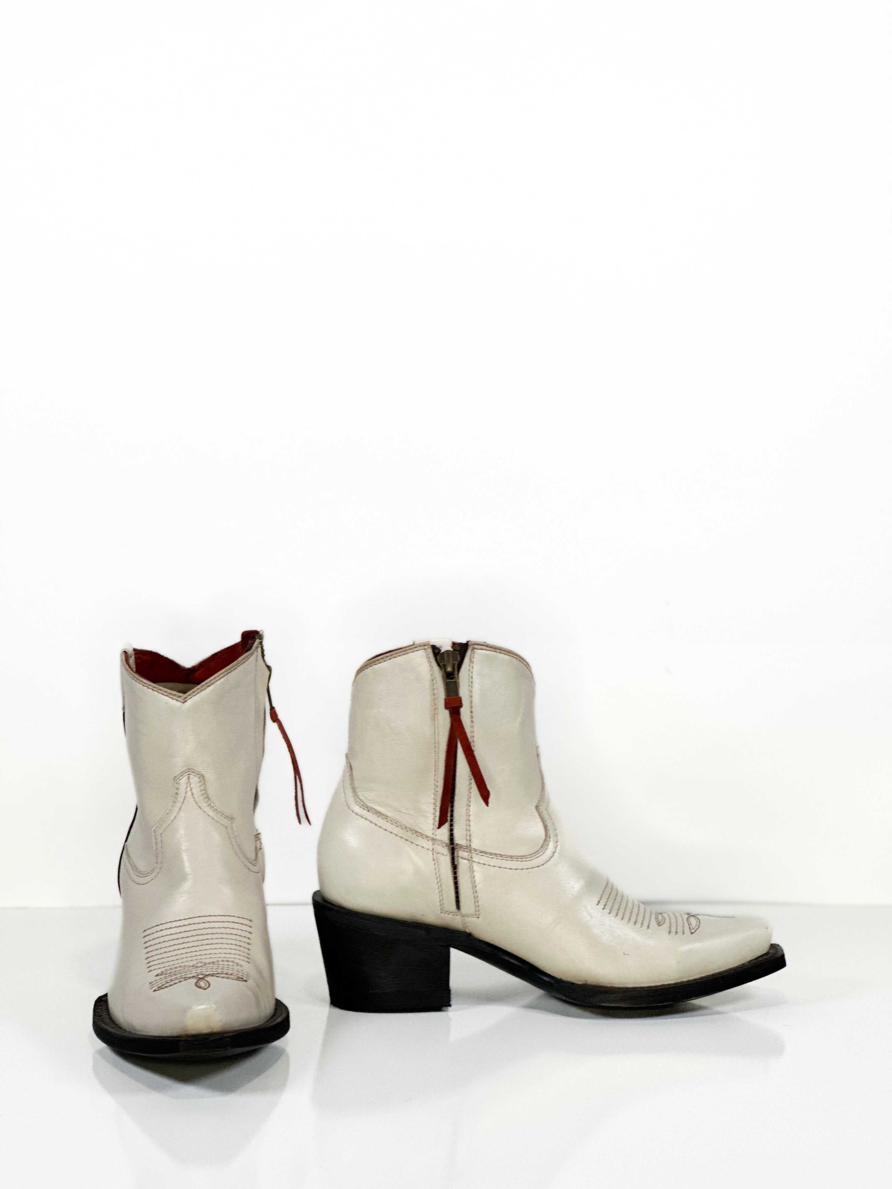 Cherokee Women's Ankle Booties — stitching detail of handmade western boots