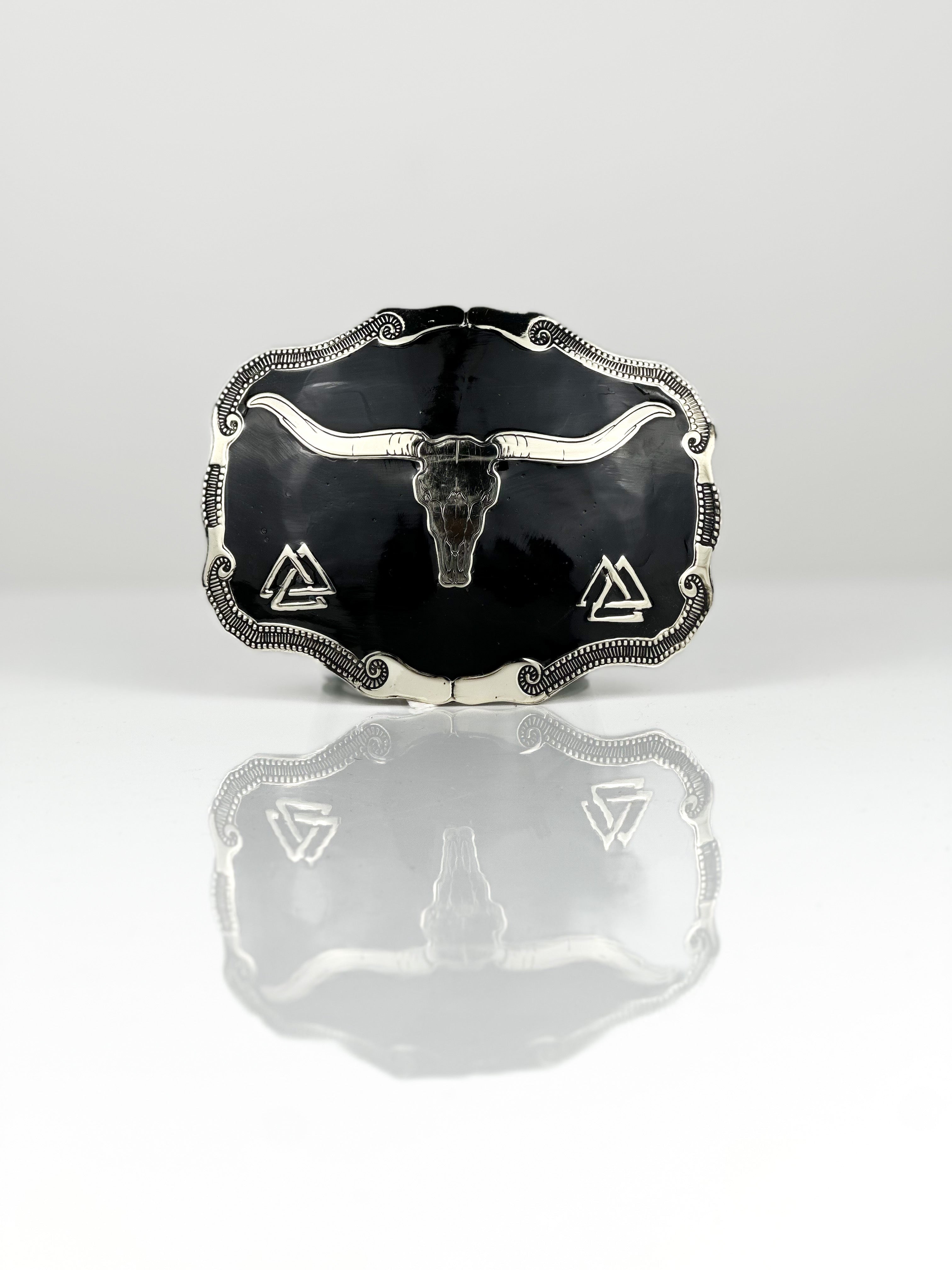 ONYX LONGHORN BUCKLE — Cuadra Piedreros western belt buckle