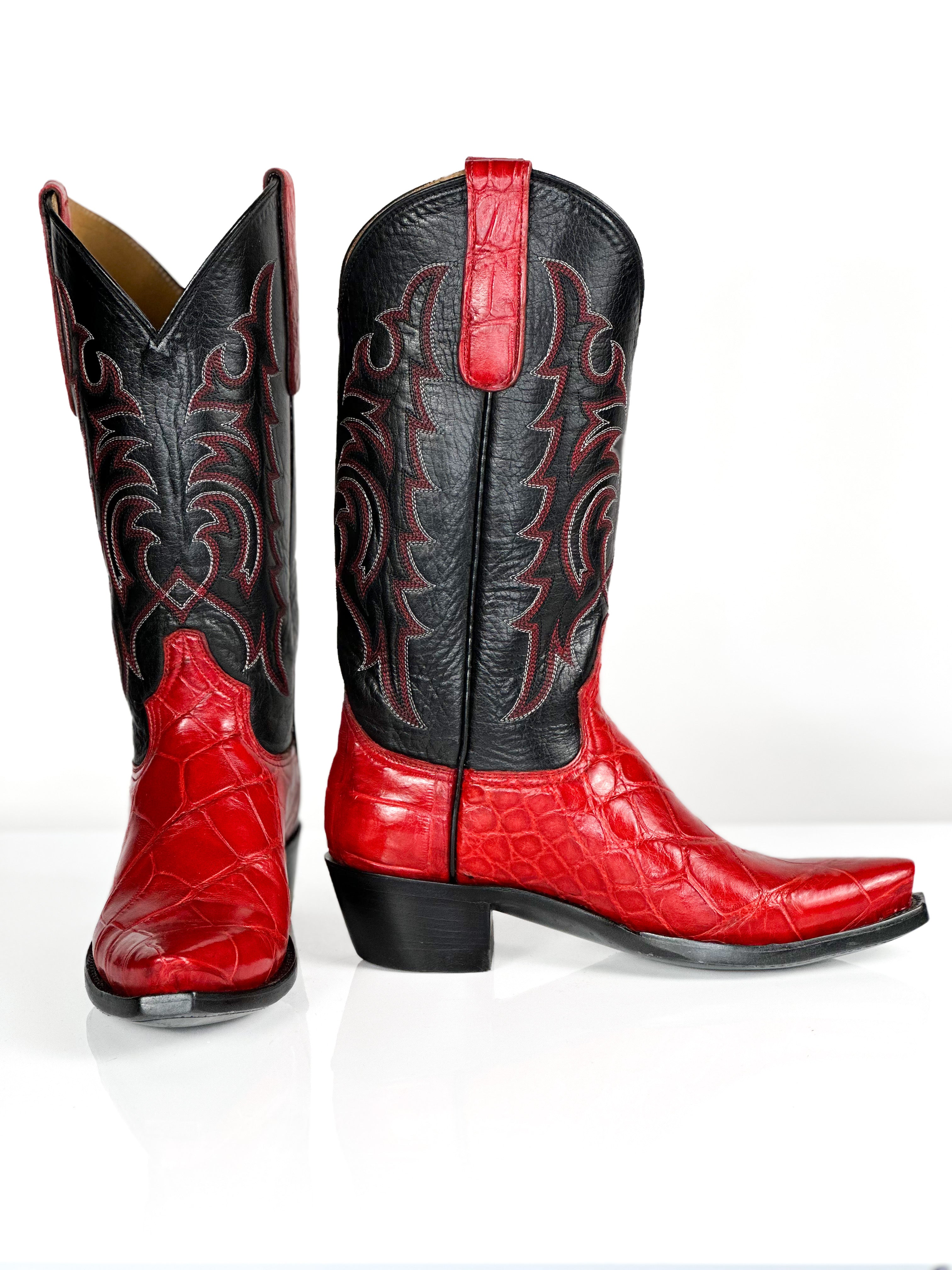 Scarlet Red Boots — detail shot of handmade western boots