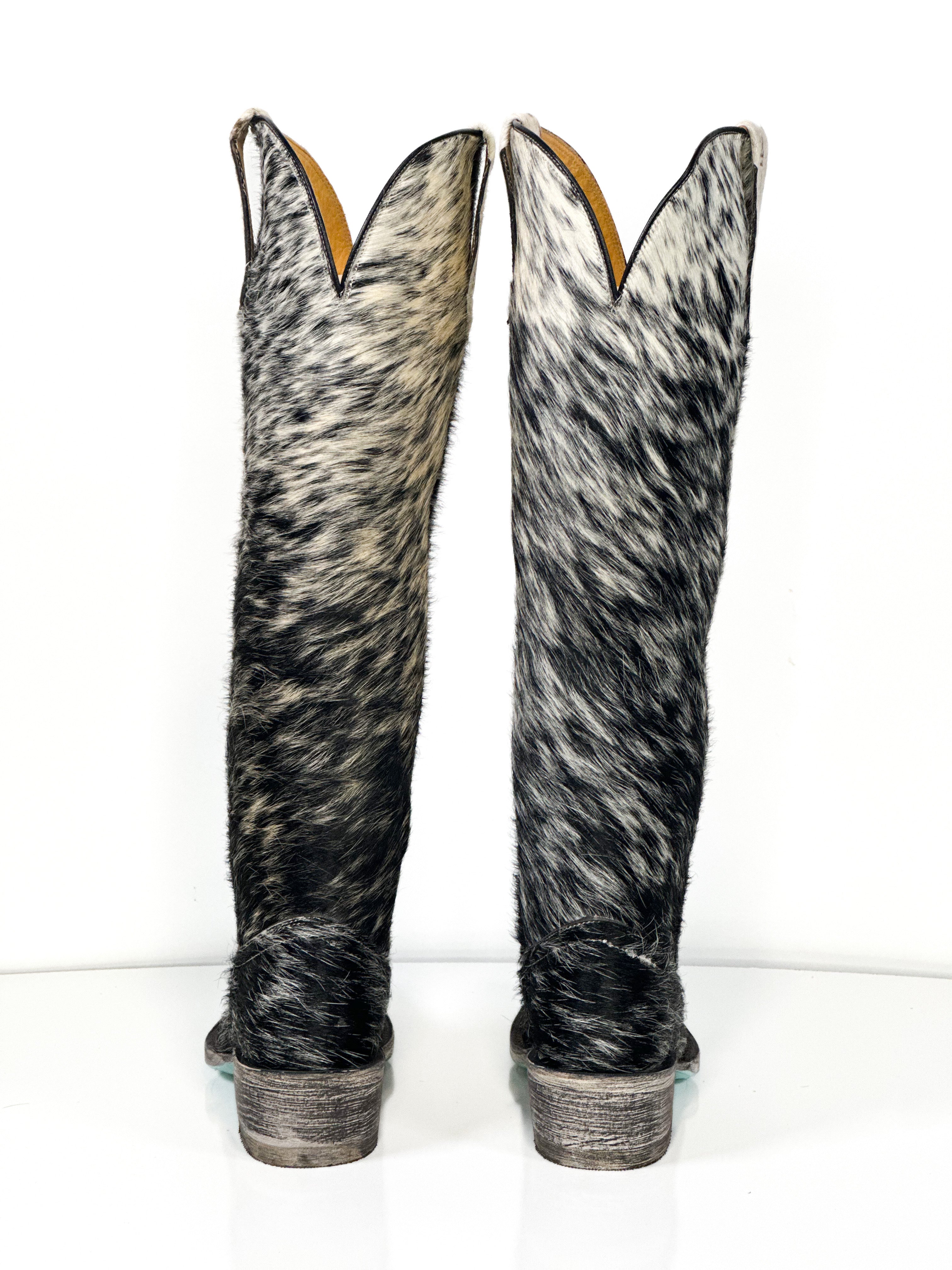 Azeri Cowhide Boot — angled view of handmade western boots
