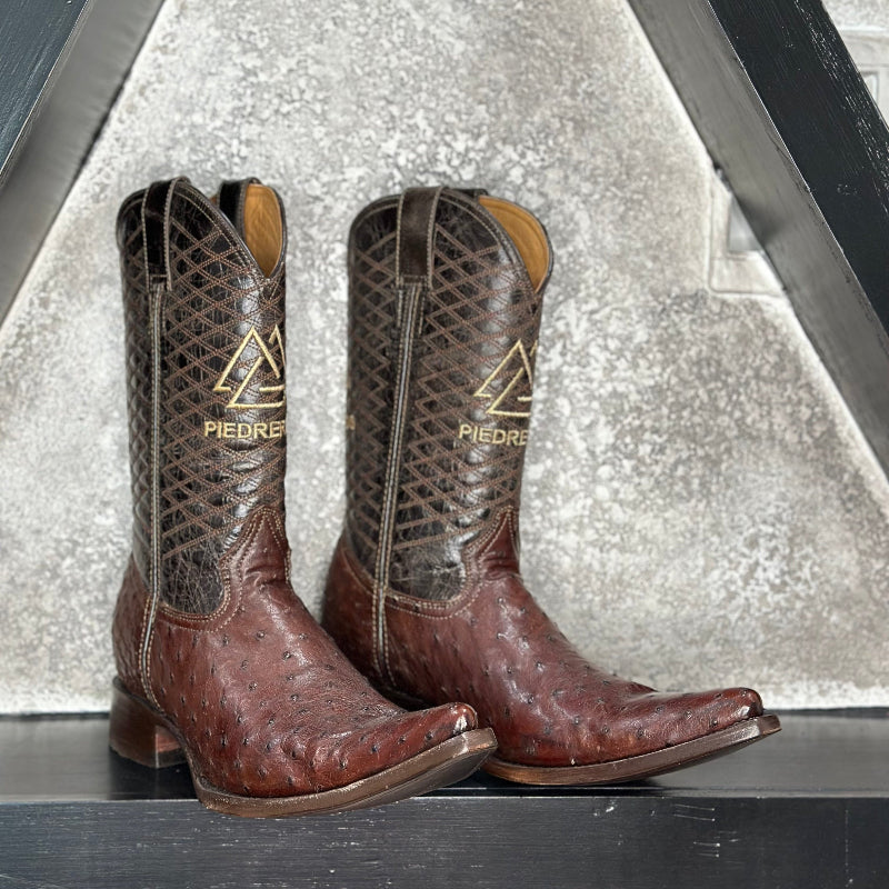 Chocolate Ostrich Boots — handmade ostrich boots by Cuadra Piedreros