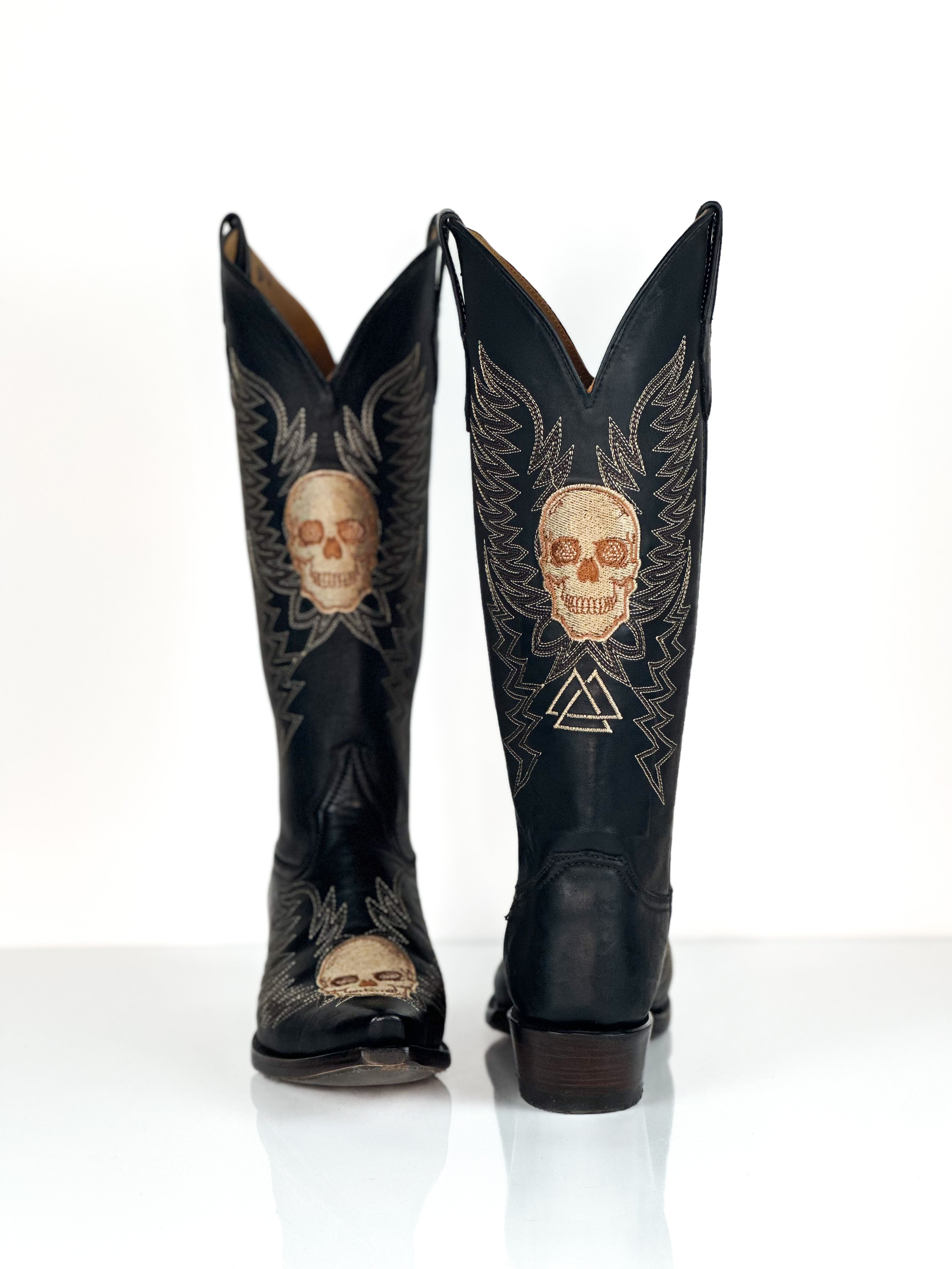 Cartels Rose Boots — angled view of handmade western boots