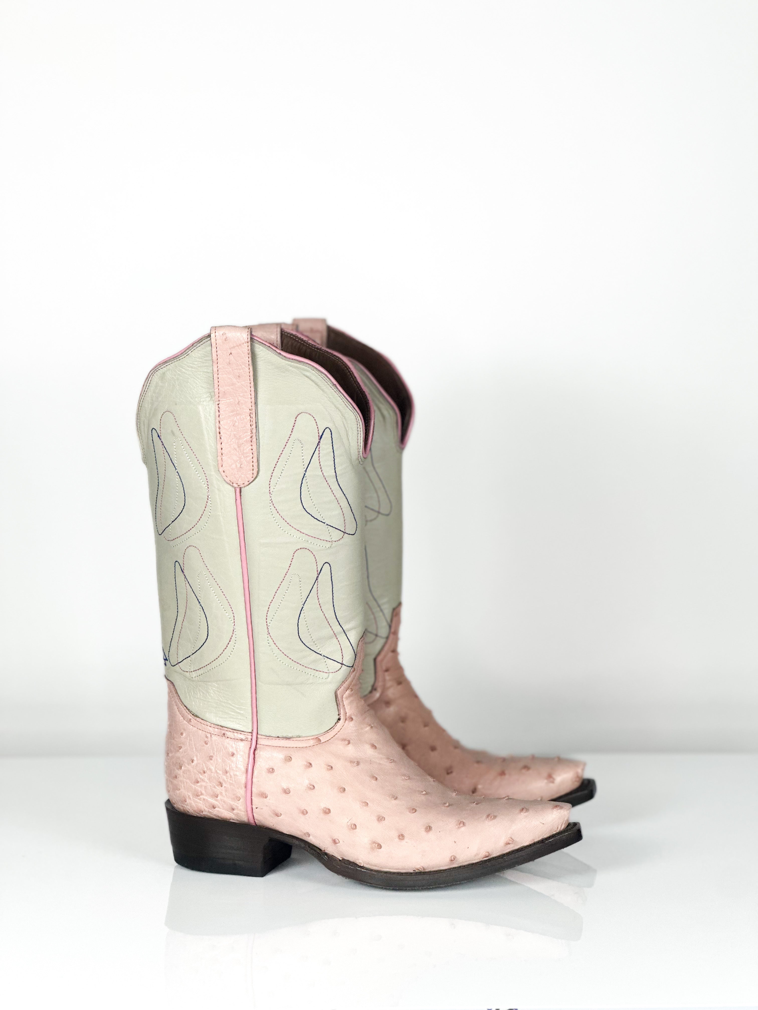 Pink Blossom Boots — handmade western boots by Cuadra Piedreros