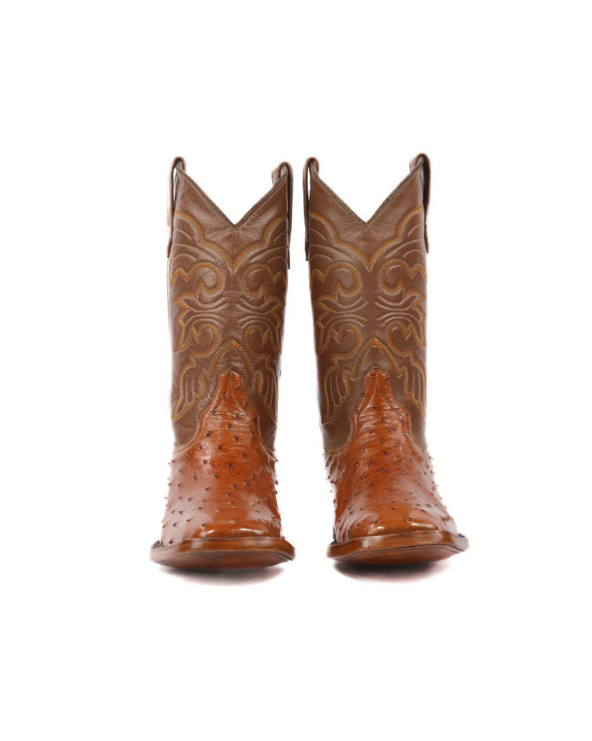 Mens Ostrich Boot Squared Toe