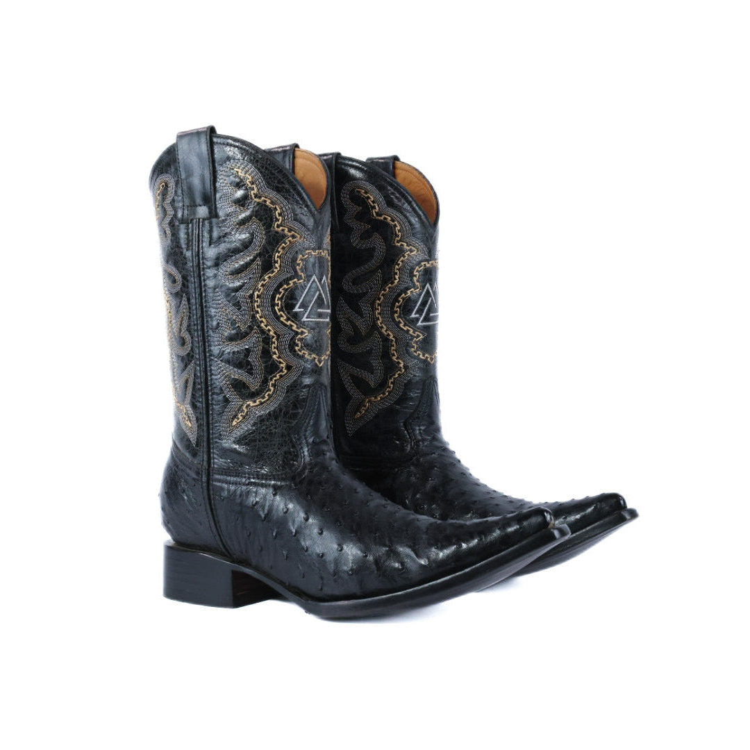 Black snip ostrich boot
