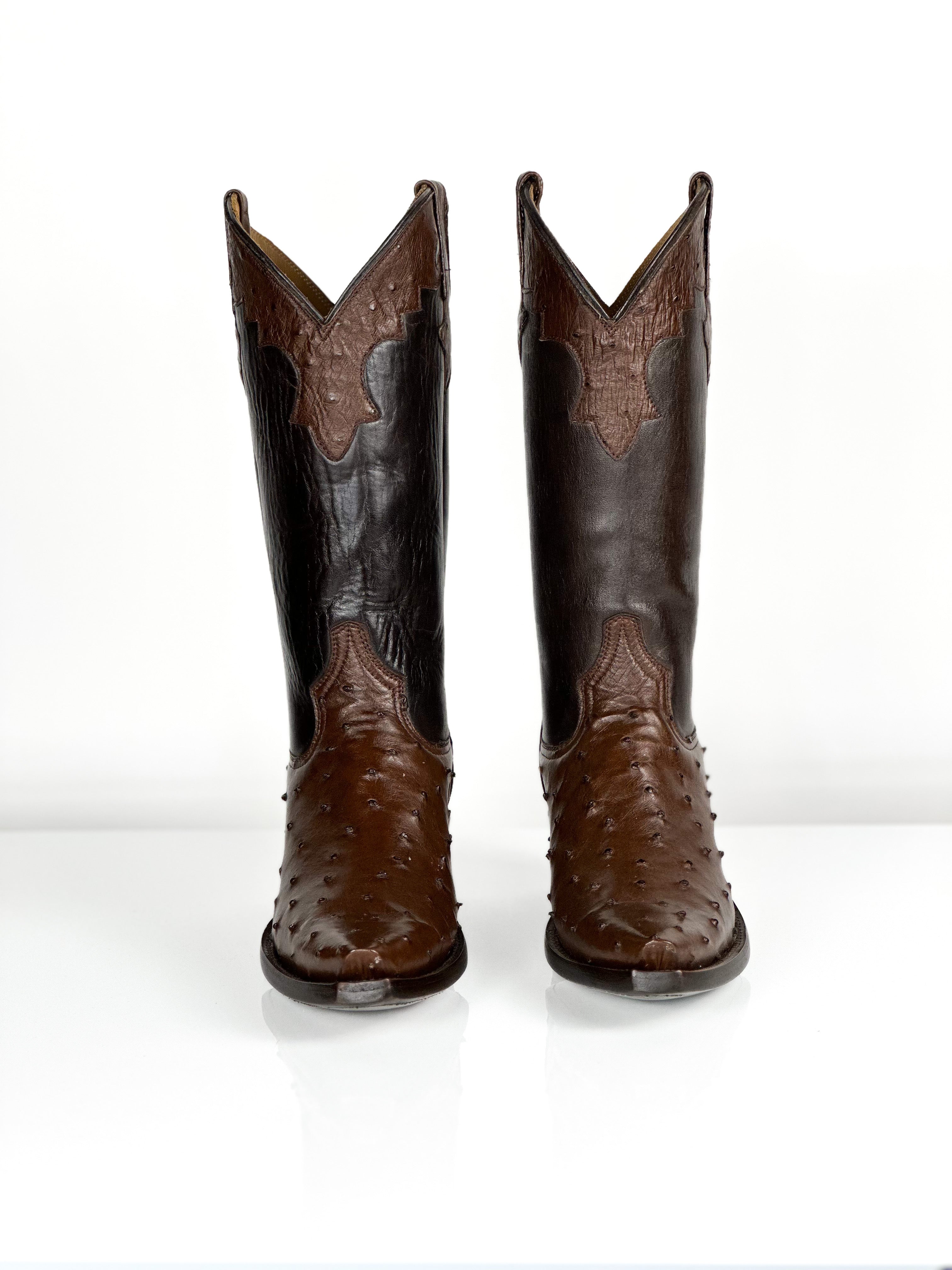 Bota de avestruz de punta afilada para mujer