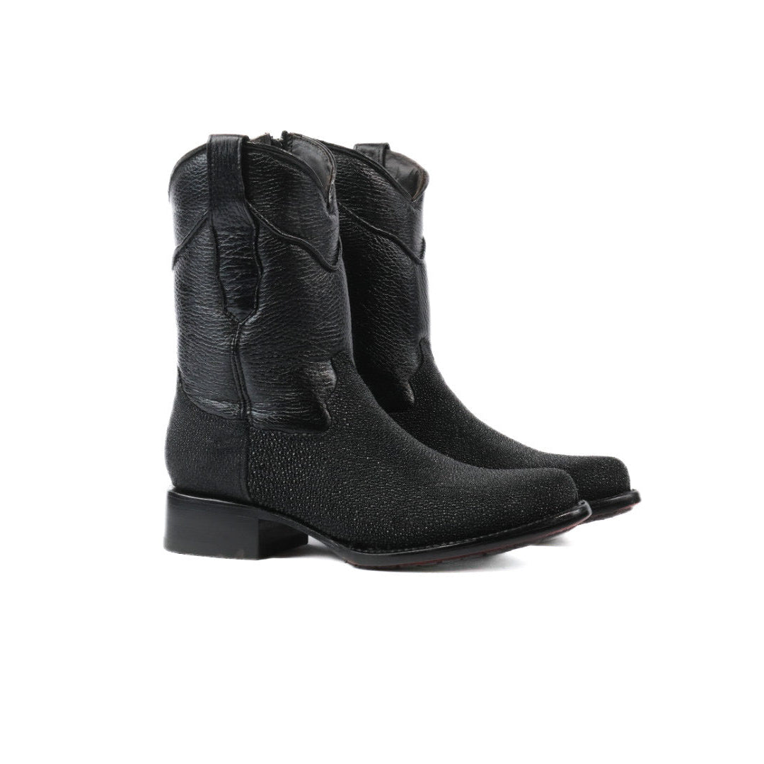 Stingray Leather Zipper Ankle Boots