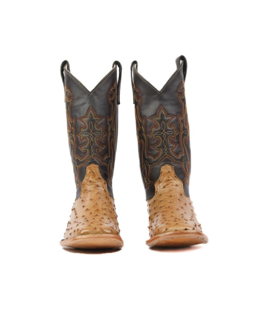 Mens Ostrich Boot Squared Toe