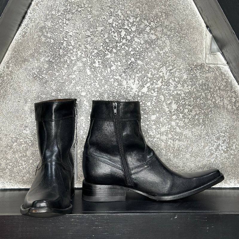 Black Stallion Boots — side view of handmade western boots
