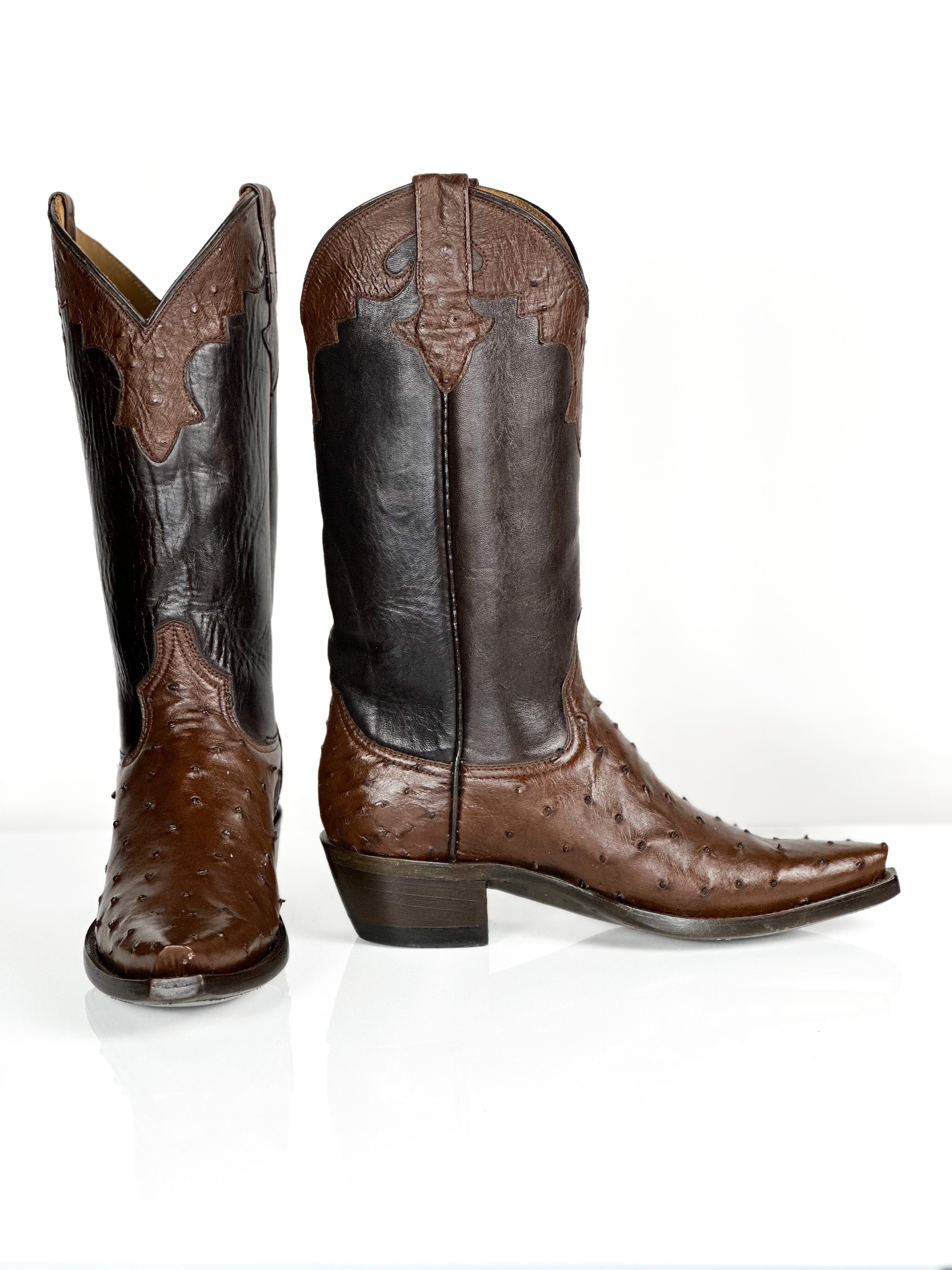 Bota de avestruz de punta afilada para mujer