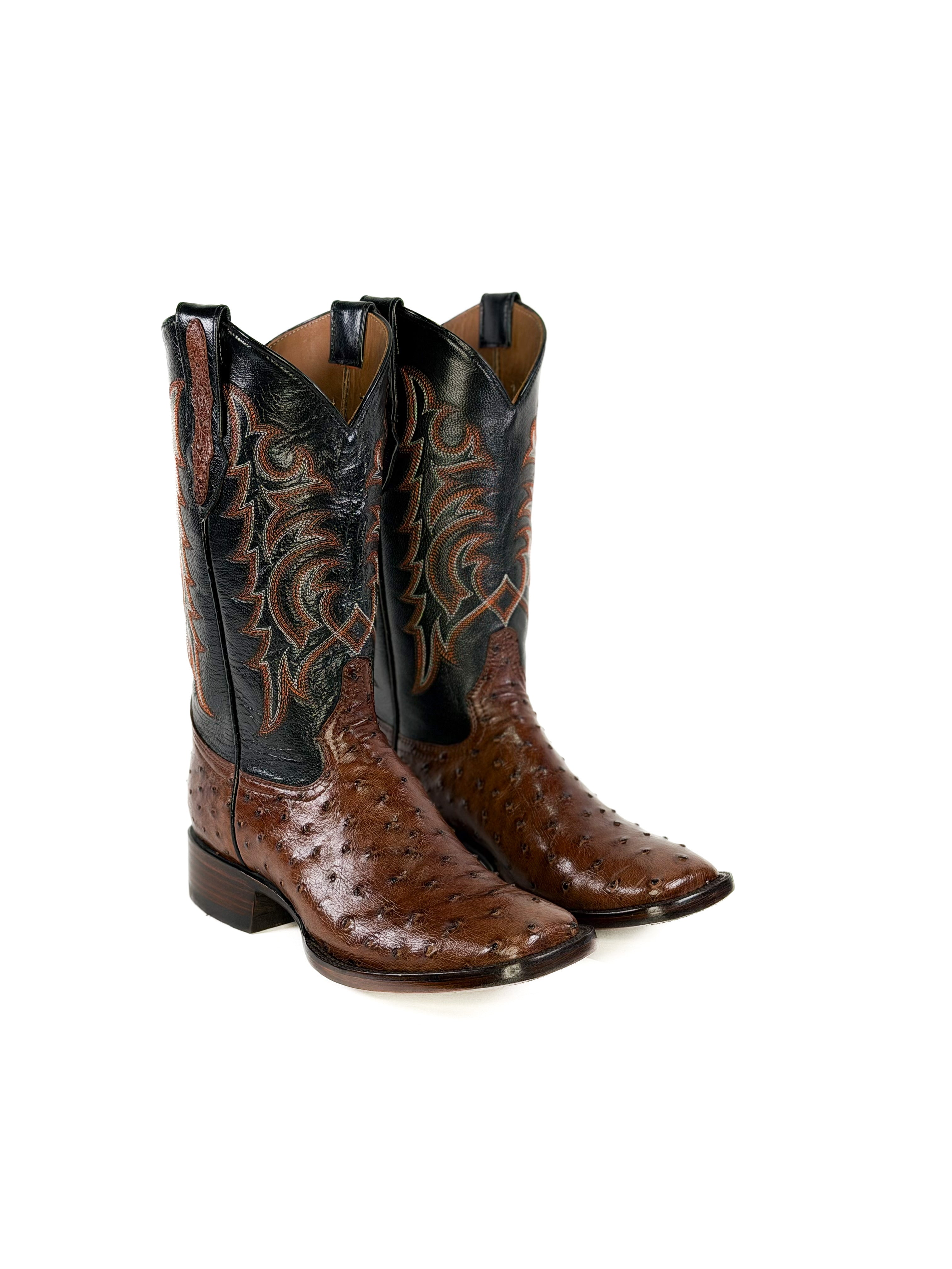 Ostrich Square Toe Boot — handmade ostrich boots by Cuadra Piedreros