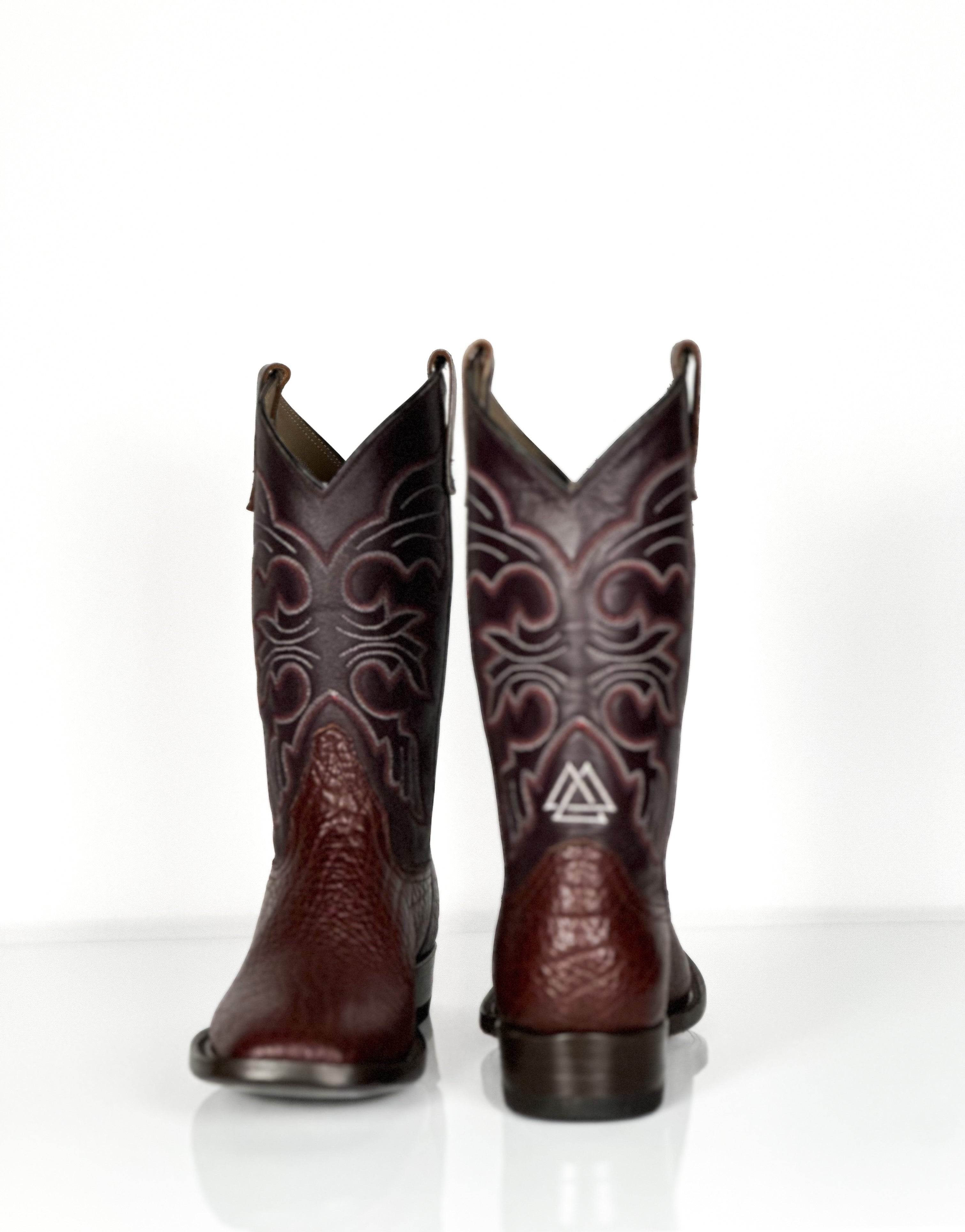 Velvet Bullsneck Boots — side view of handmade western boots