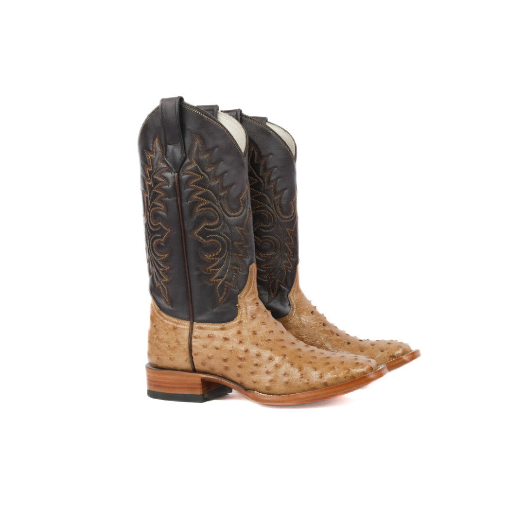 Mens Ostrich Boot Squared Toe
