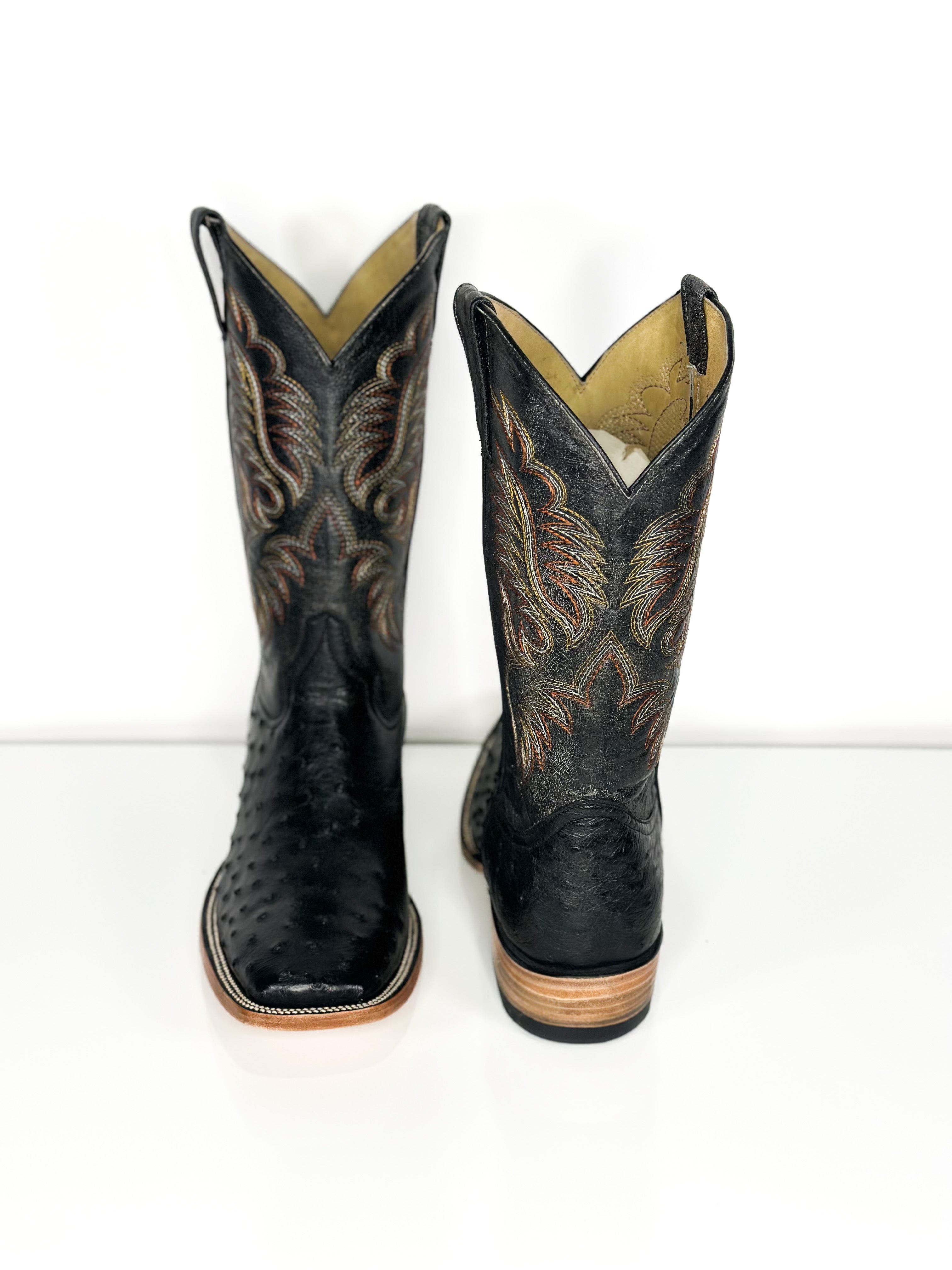 Ala Black Boot — angled view of handmade western boots