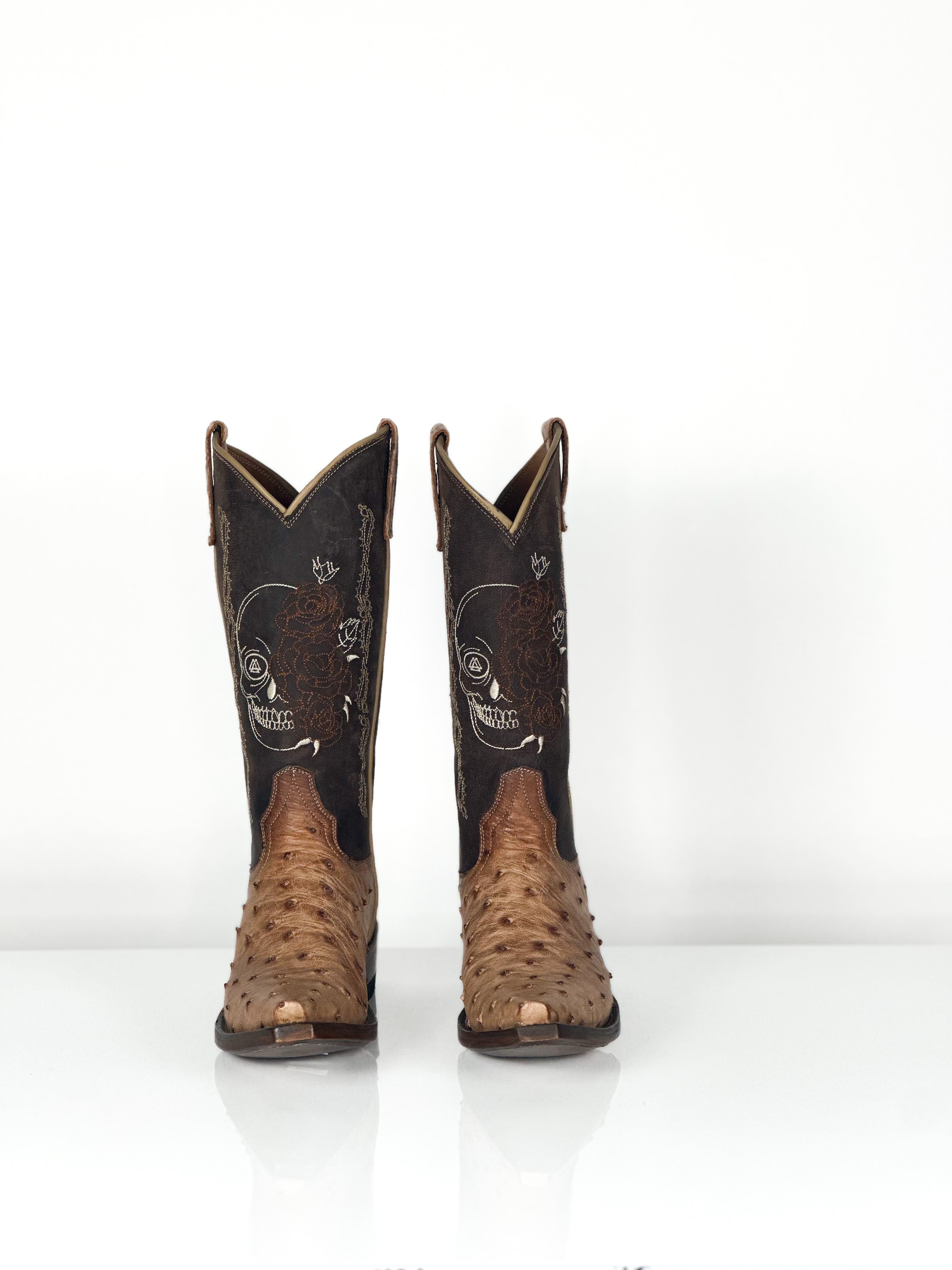 Womens Ostrich Skull Boots