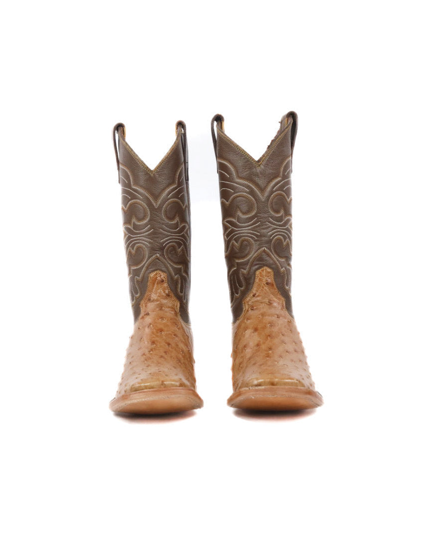 Mens Ostrich Boot Squared Toe