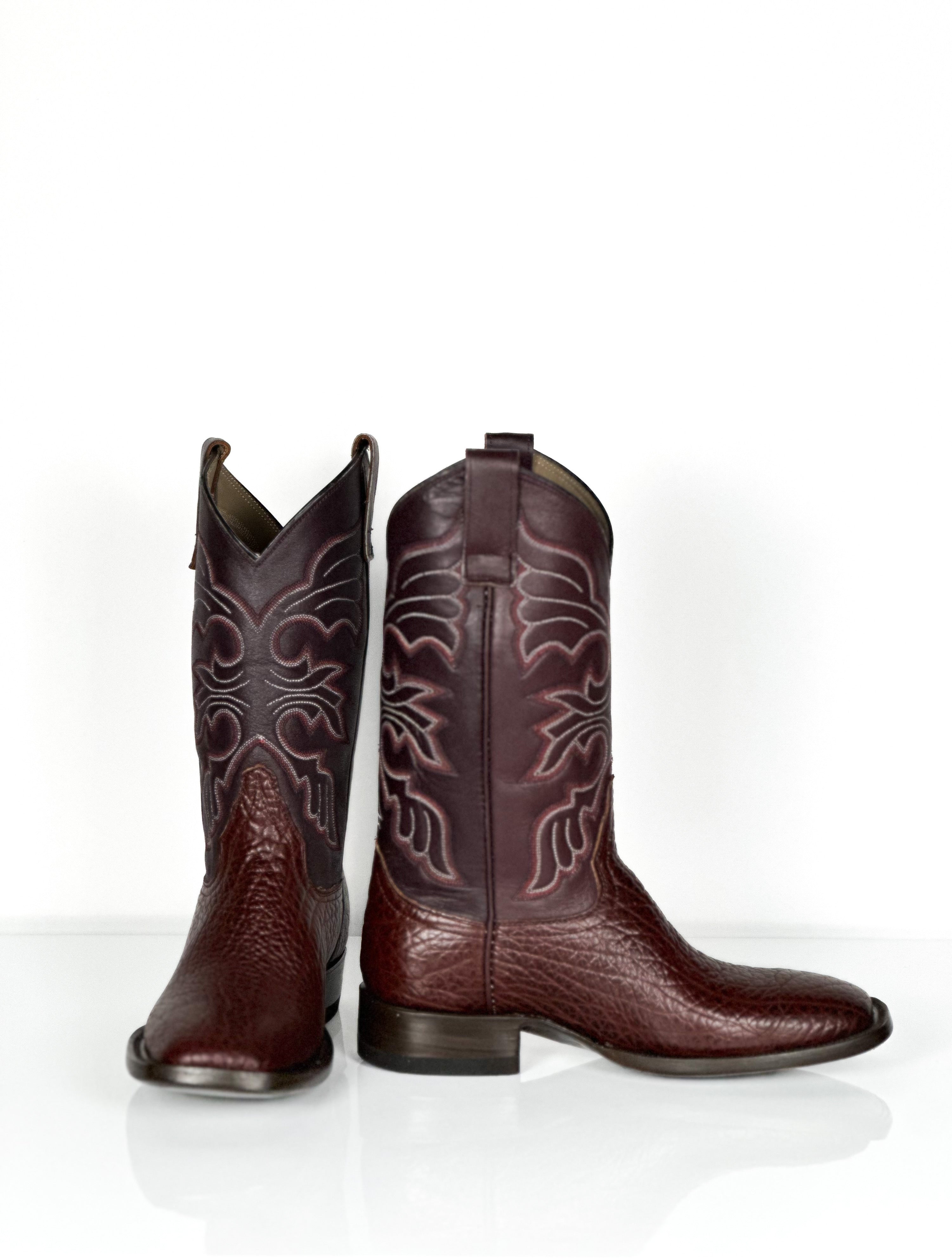 Velvet Bullsneck Boots — detail shot of handmade western boots
