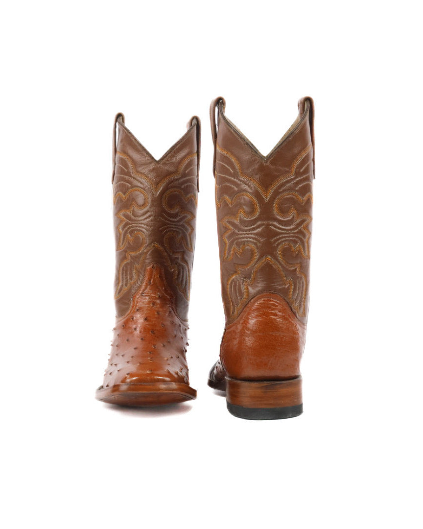 Mens Ostrich Boot Squared Toe