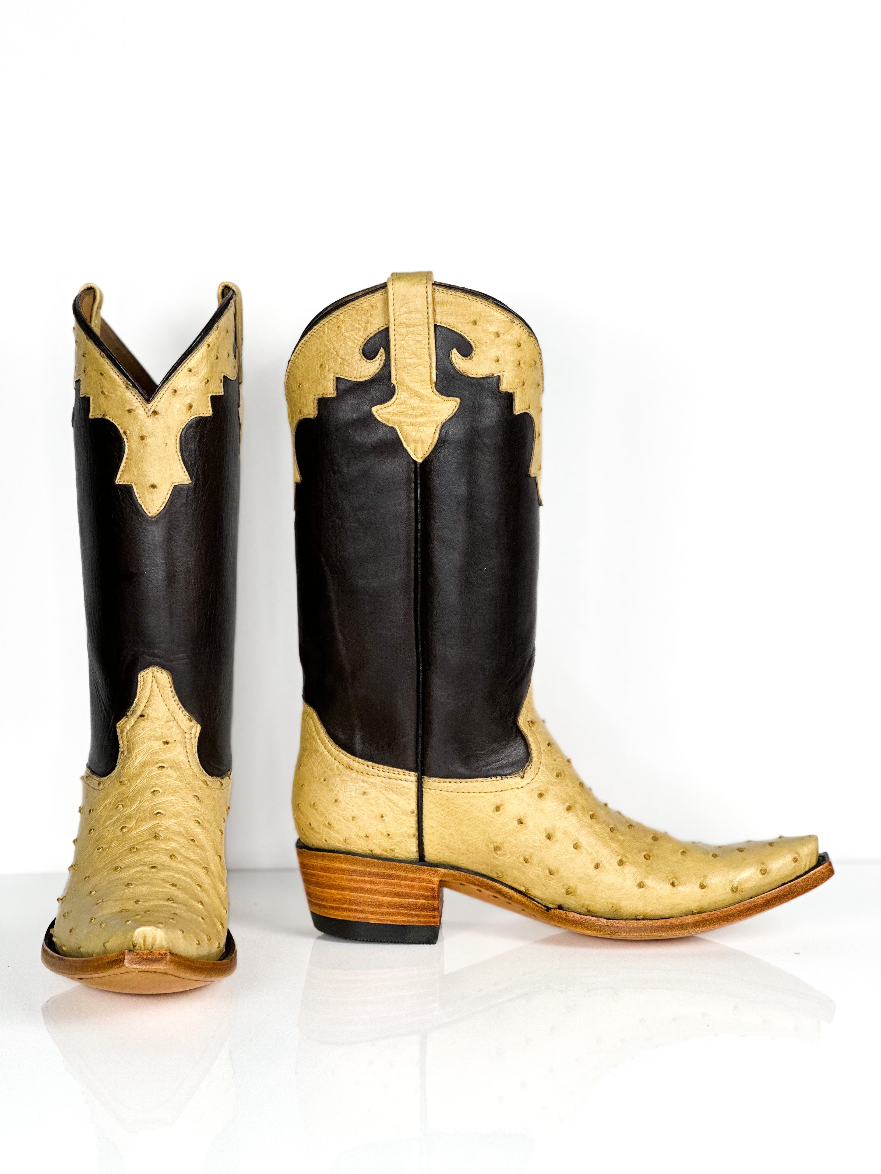 Ostrich- Dahlia boot — detail shot of handmade ostrich boots
