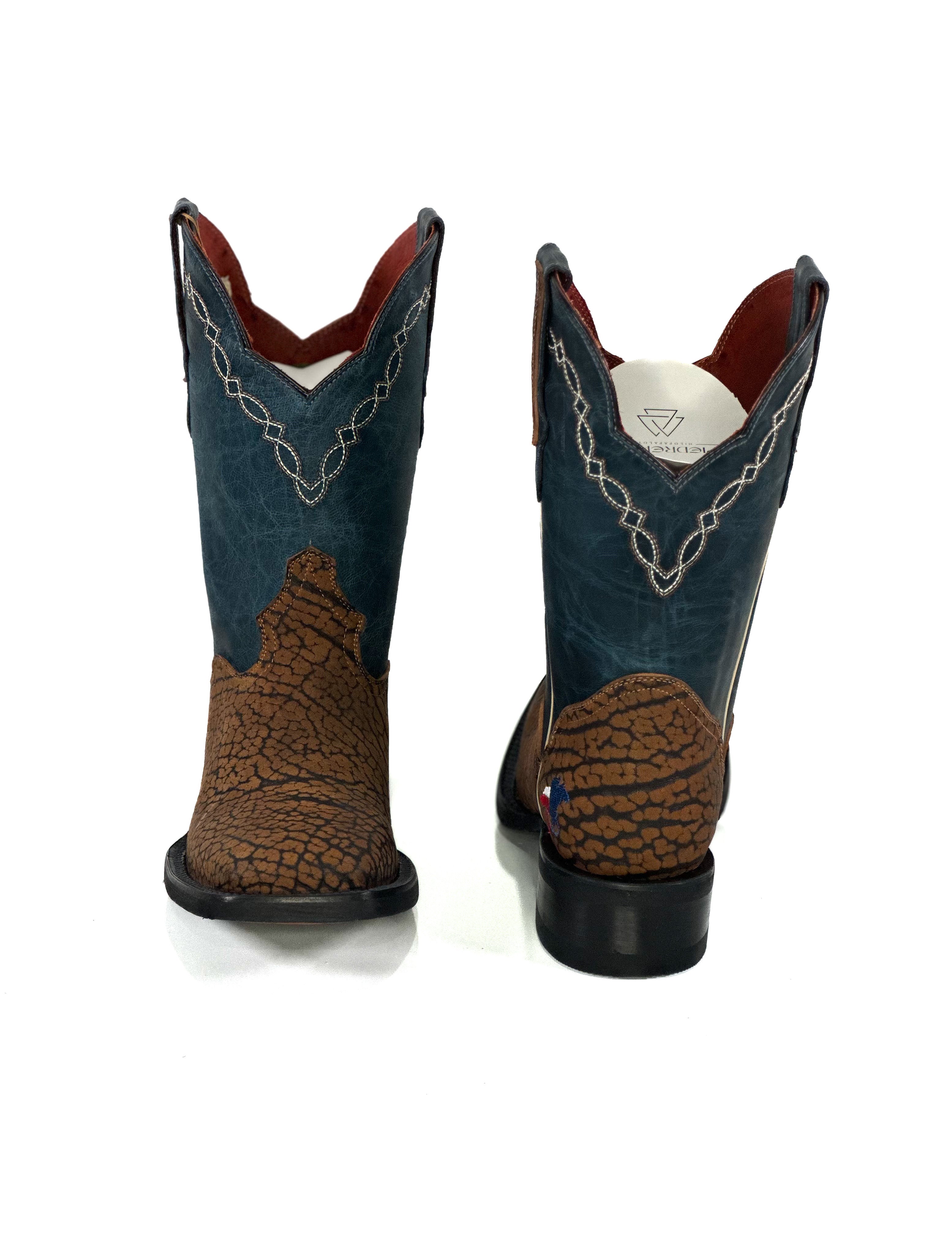Round Rock Bicolor Boot — angled view of handmade western boots