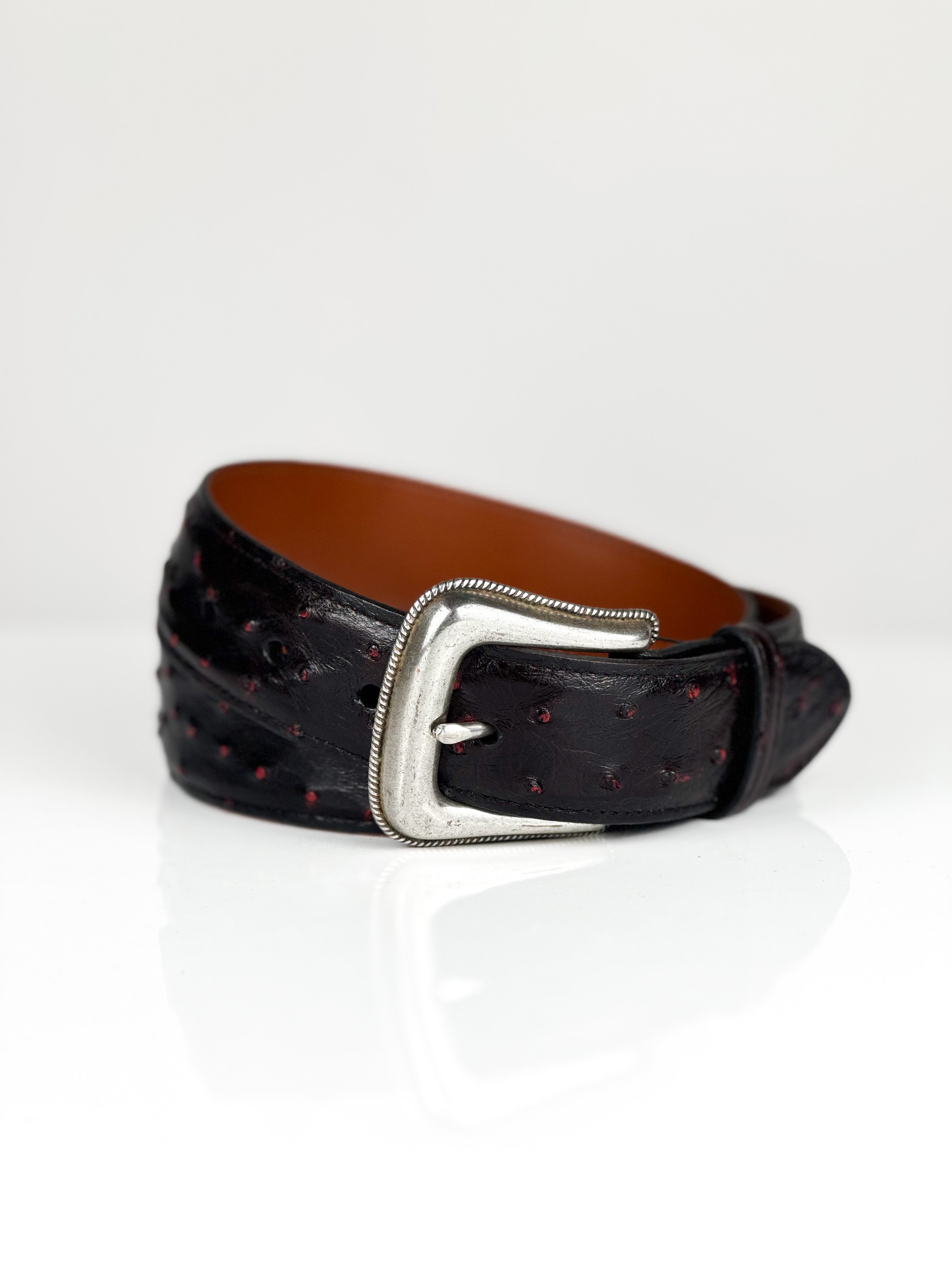 Belt- Blueberry ostrich — handcrafted ostrich belt by Cuadra Piedreros