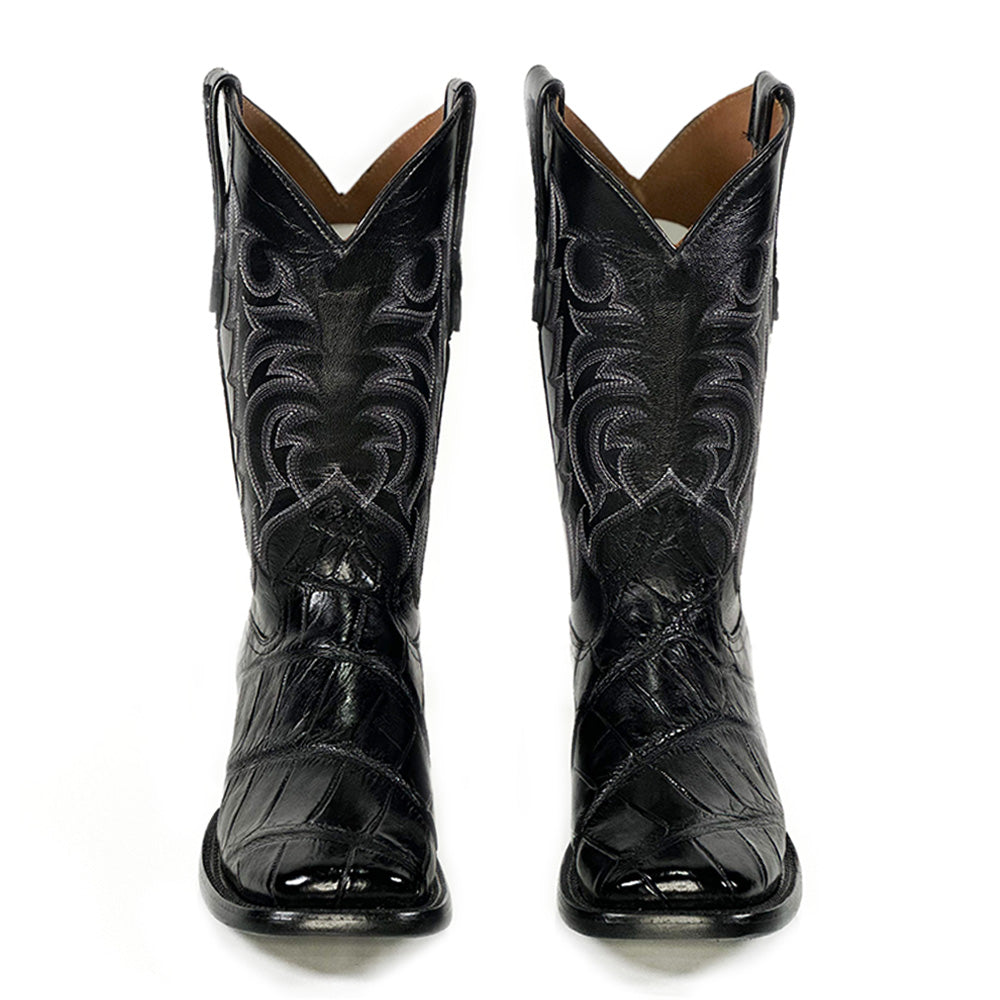 American Alligator Black Cool Boot — detail shot of handmade American Alligator boots