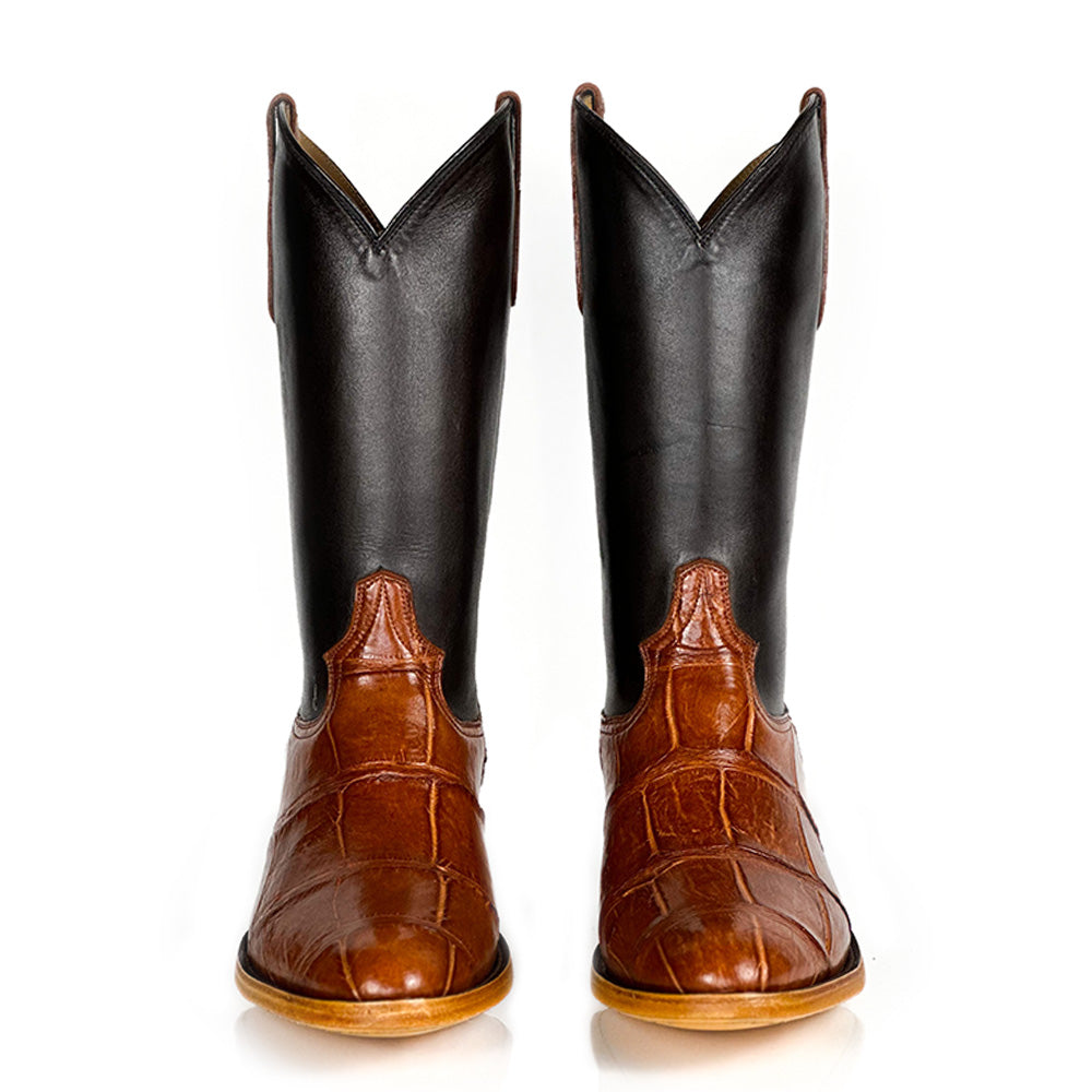 American Alligator- Bronze Boot — detail shot of handmade American Alligator boots