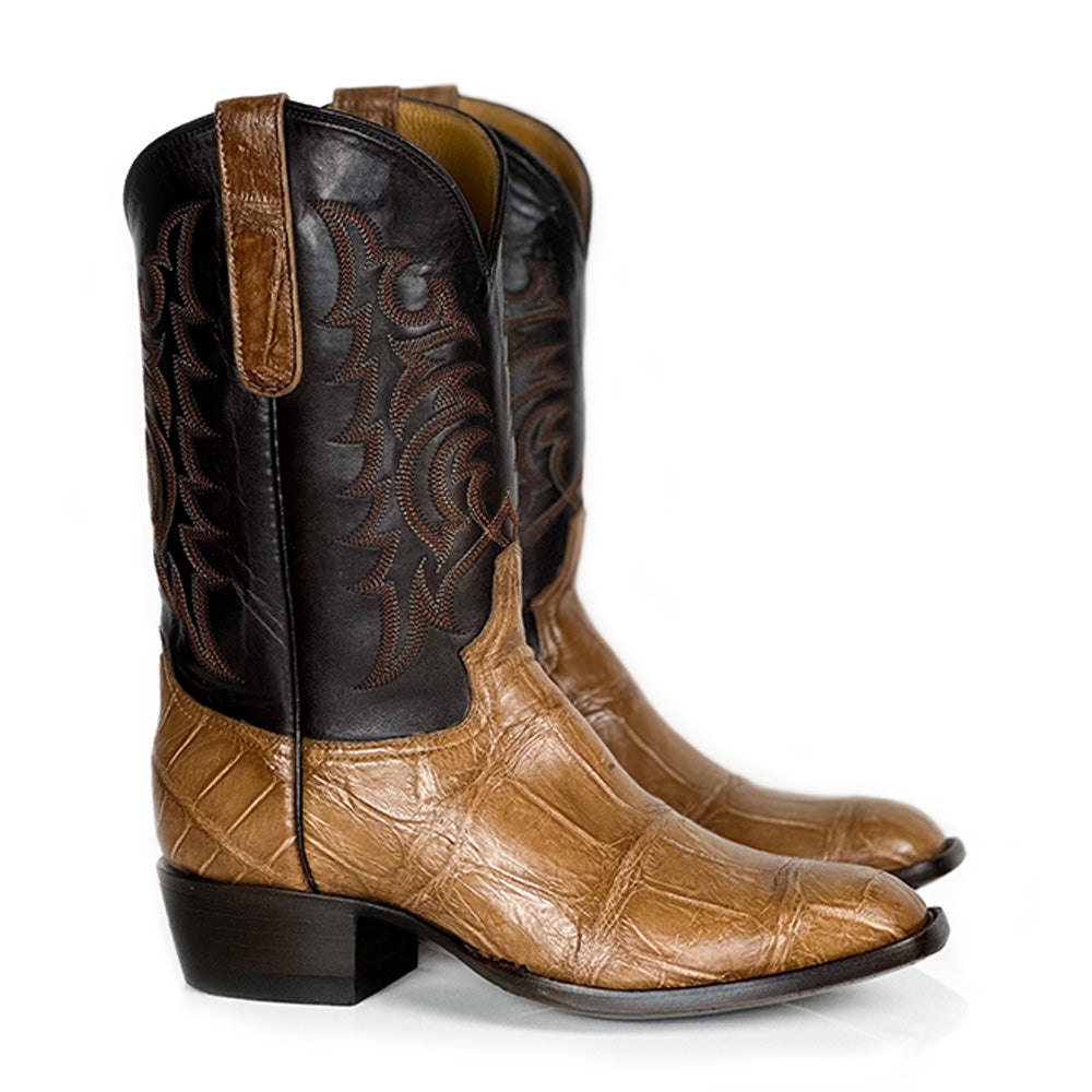 Alligator- Caramel Stitch Boot — handmade American Alligator boots by Cuadra Piedreros