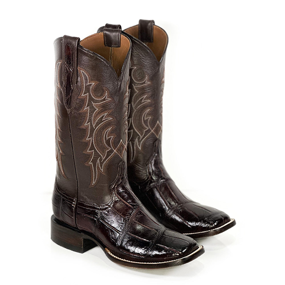 American Alligator -Cherry Brown Boot — handmade American Alligator boots by Cuadra Piedreros