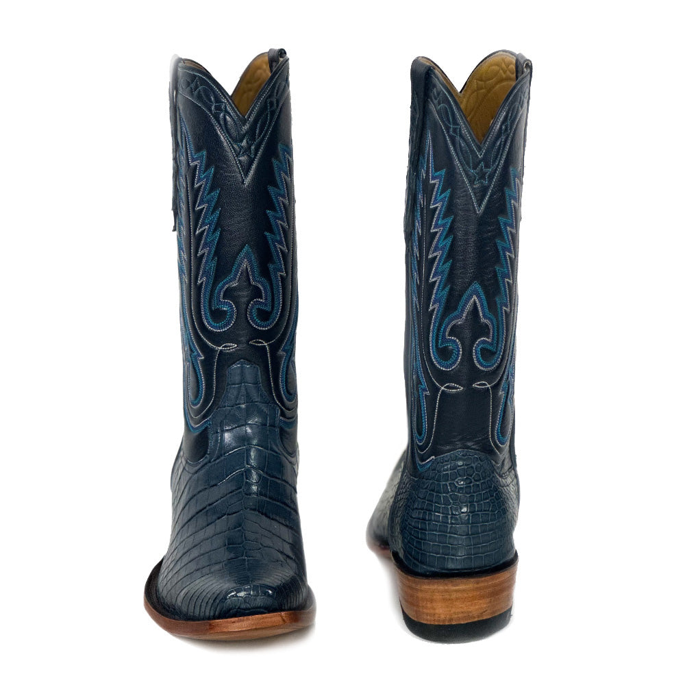 American Alligator Ferry Western Boots — angled view of handmade American Alligator boots