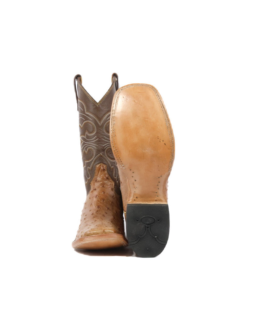 Mens Ostrich Boot Squared Toe