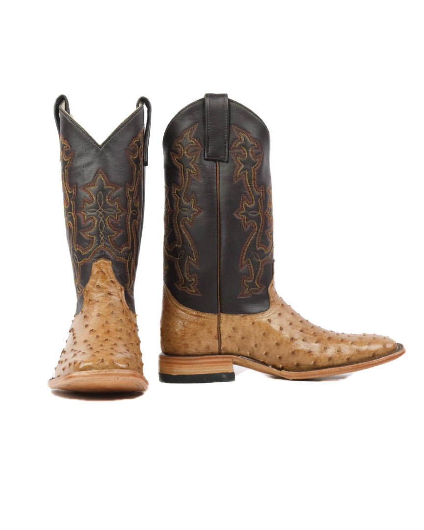 Mens Ostrich Boot Squared Toe