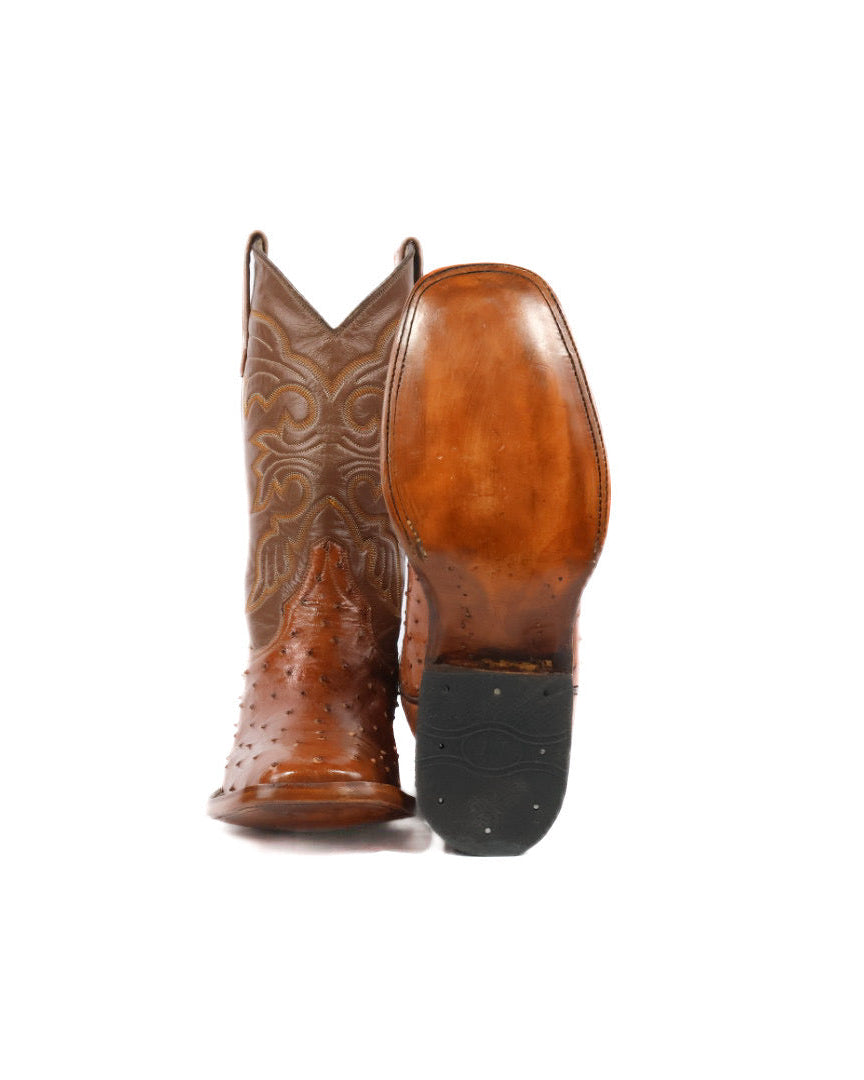 Mens Ostrich Boot Squared Toe