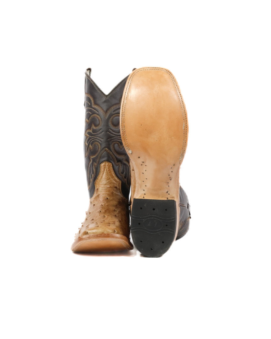 Mens Ostrich Boot Squared Toe
