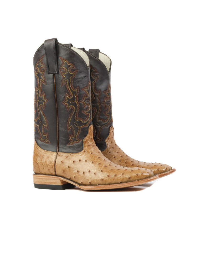 Mens Ostrich Boot Squared Toe