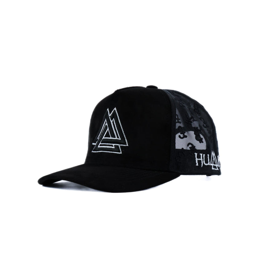 Black cap with money signs and black and white logo
