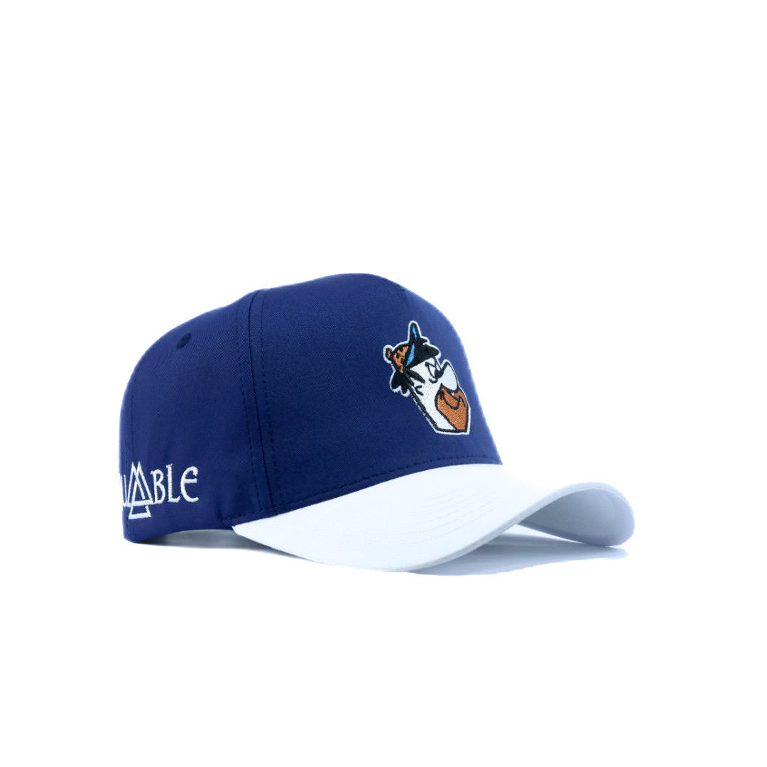 Blue and white cap with 'humble' logo and 'pedro' logo