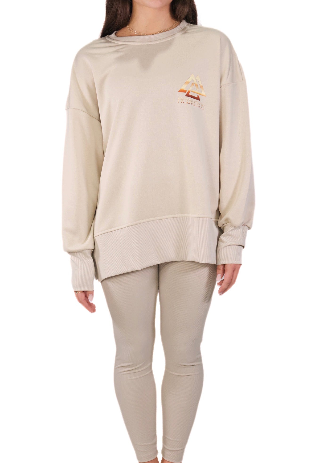 Piedreros Beige sweatshirt and leggings set 