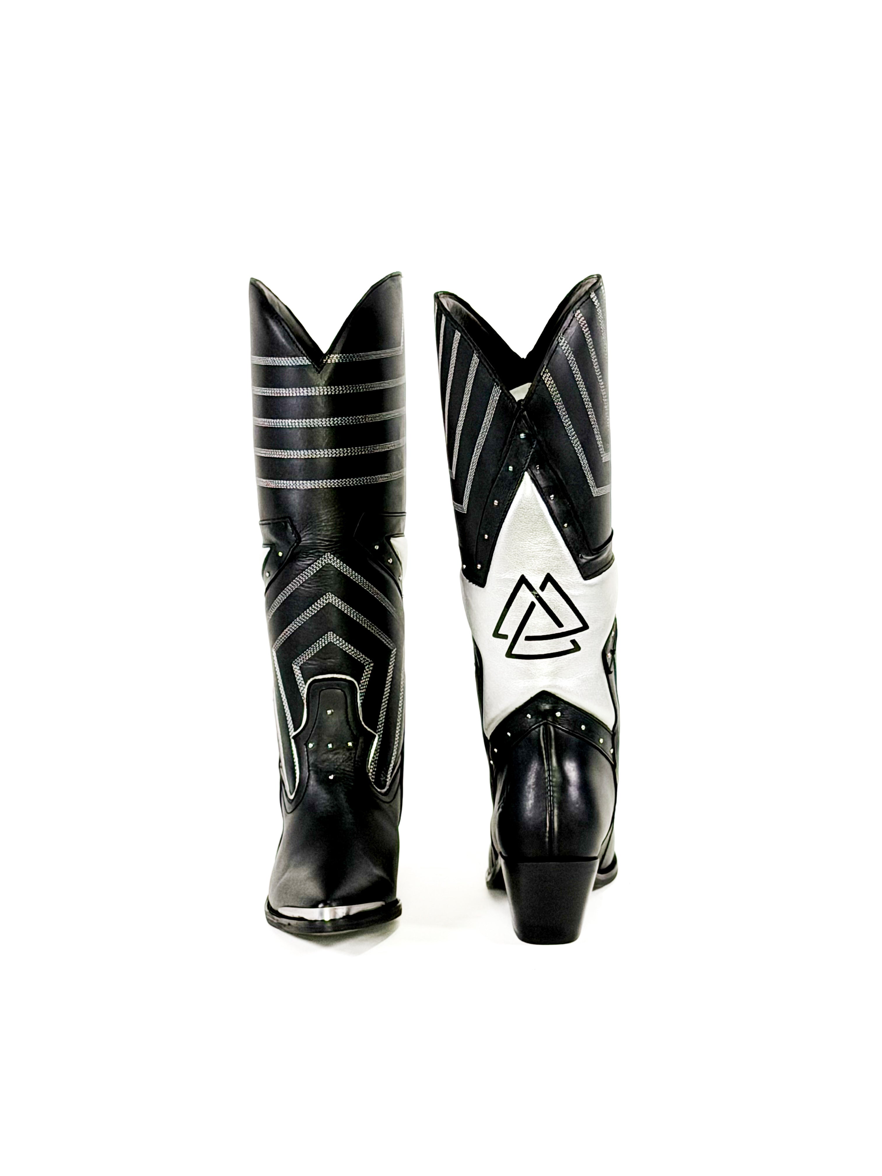 black star silver leather cowgirl boots
