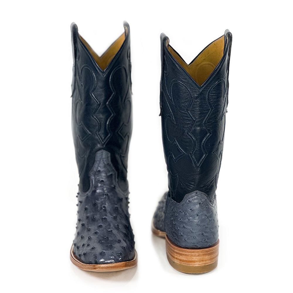 Blü Ostrich Boot — angled view of handmade ostrich boots
