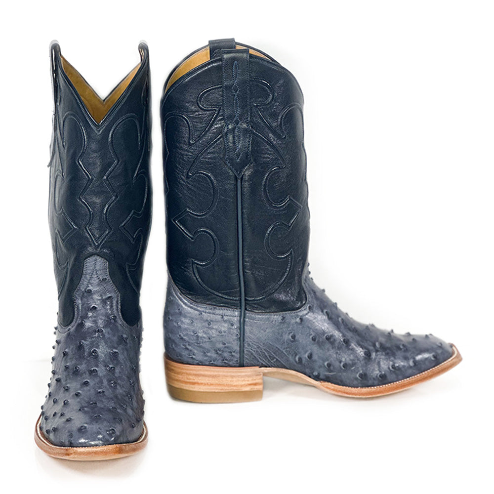 Blü Ostrich Boot — side view of handmade ostrich boots