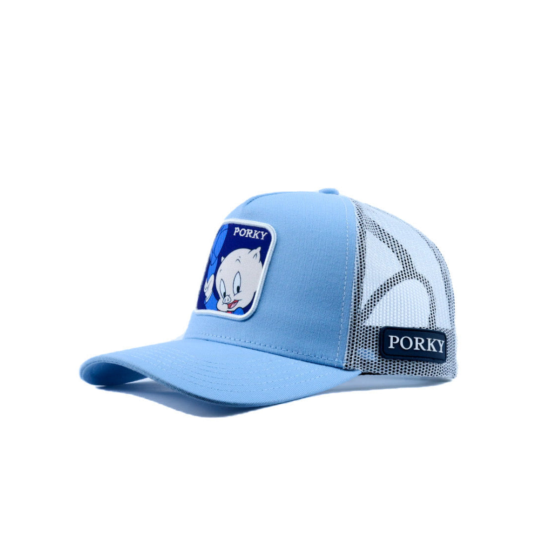 Blue cap with porky logo