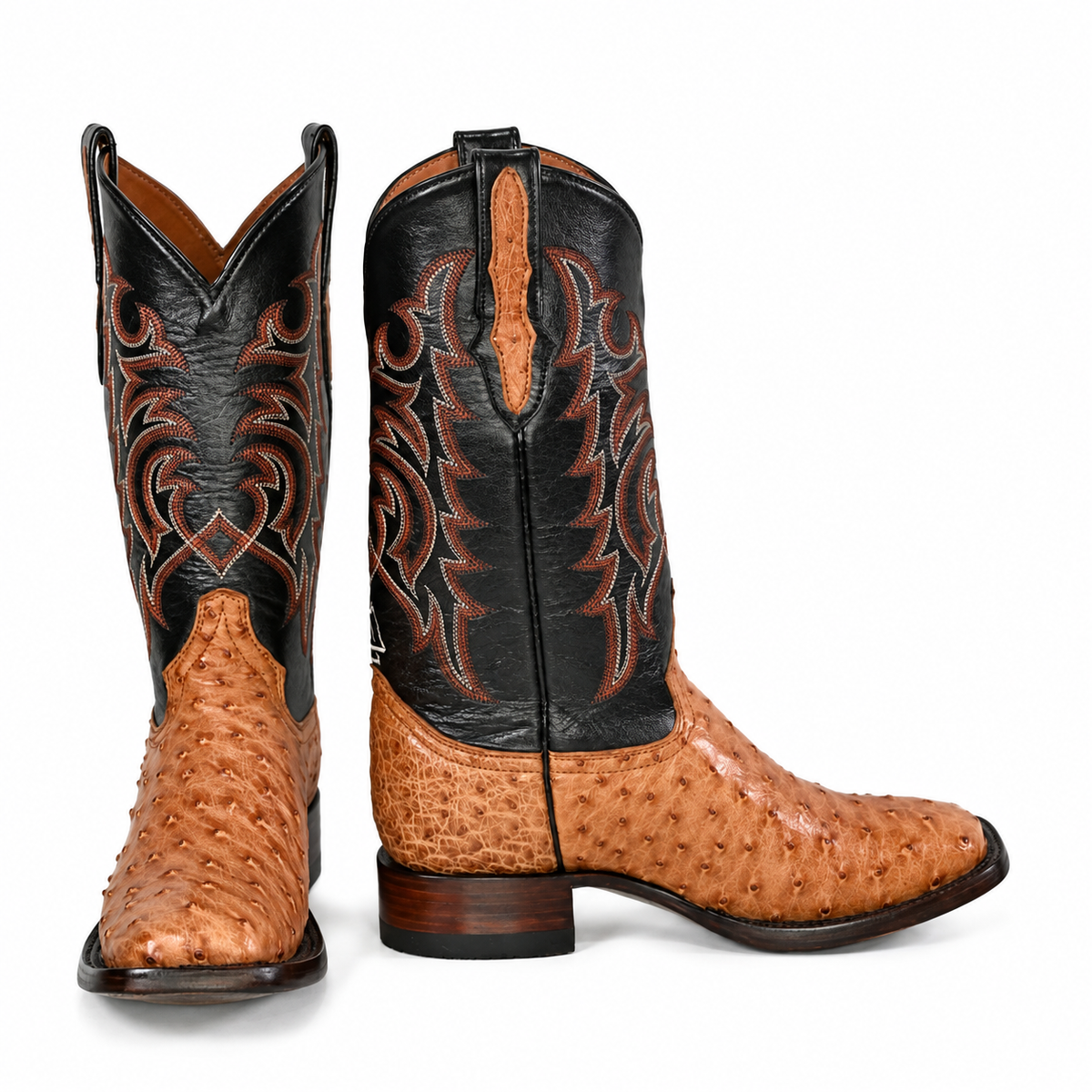 The Maxdale — Ostrich Square Toe Men's Cowboy Boot, front and side view
