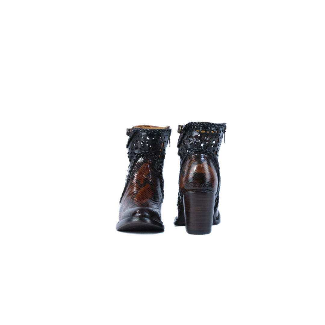 Brown python ankle boots